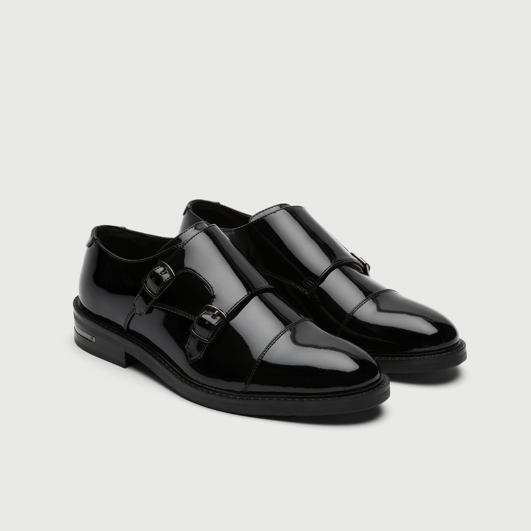 Walk London Oliver Monk Shoes in Black patent 