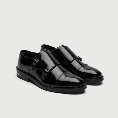 Walk London Oliver Monk Shoes in Black patent 