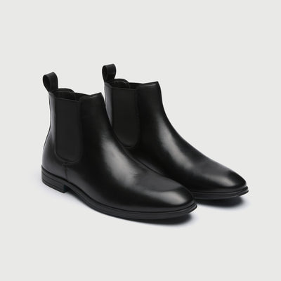 WALK London Mens Oscar Chelsea Boot in Black Leather