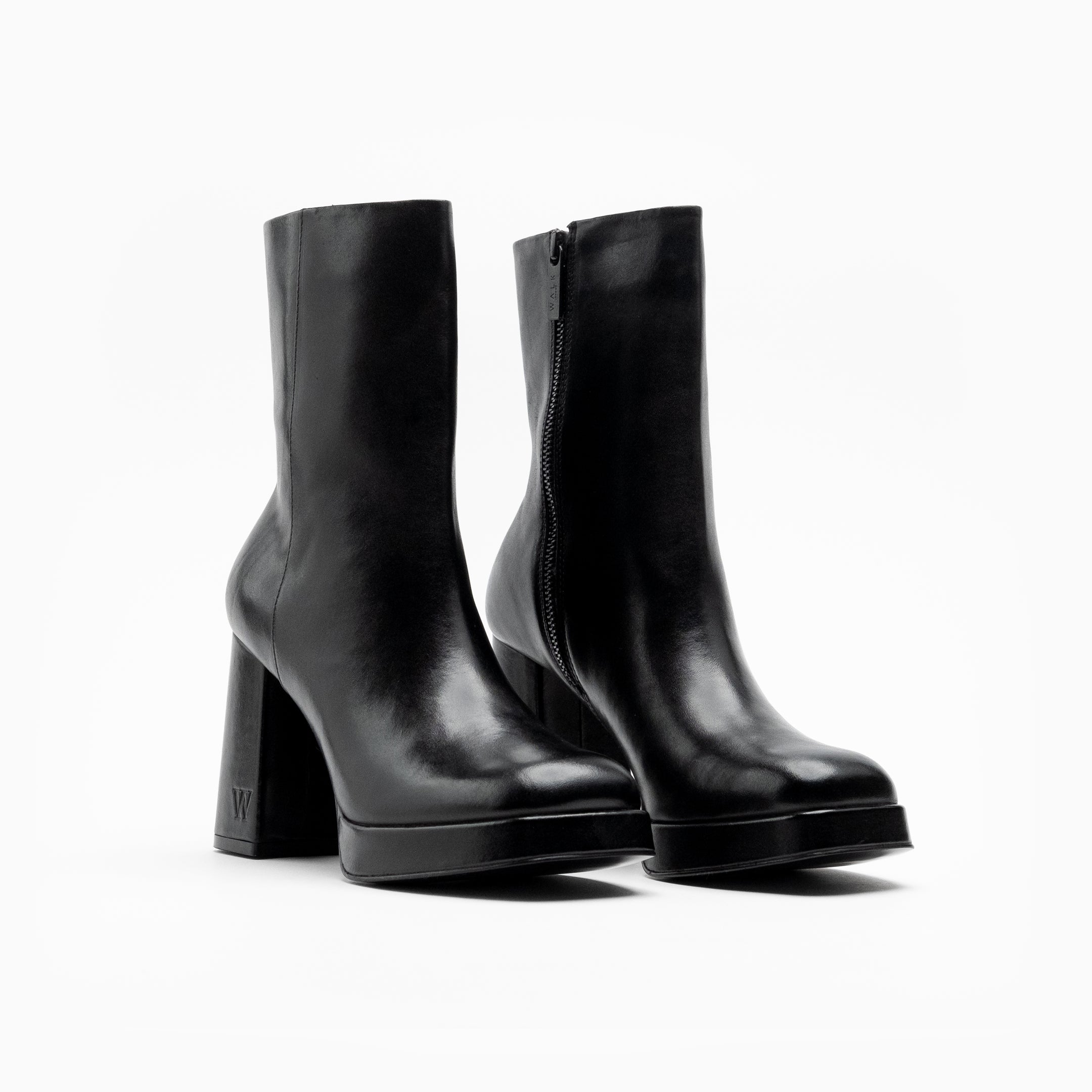 Walk London Women's Poppy Platform Boot in Black Leather