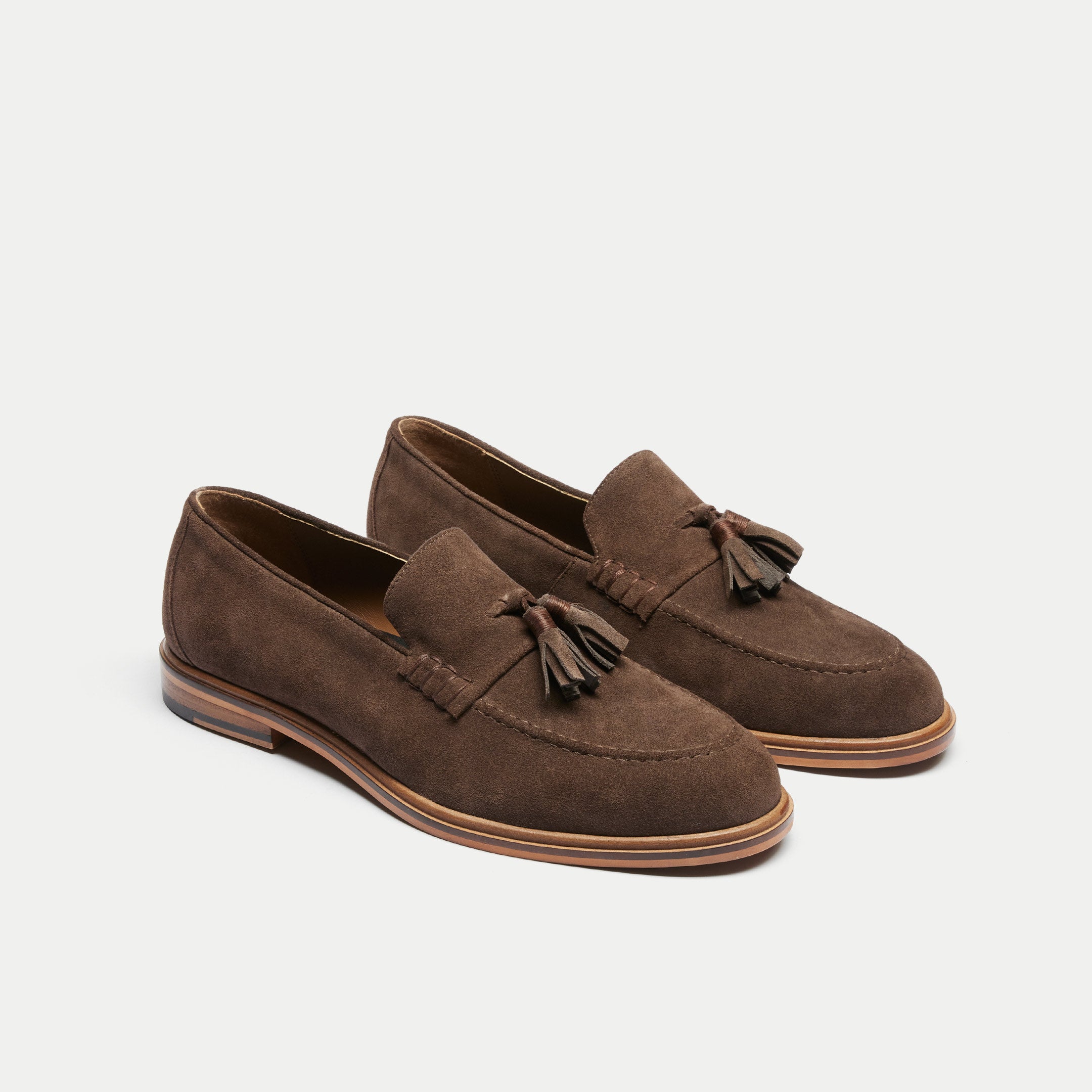 Walk London Mens Putney Tassel Loafer - Brown Suede