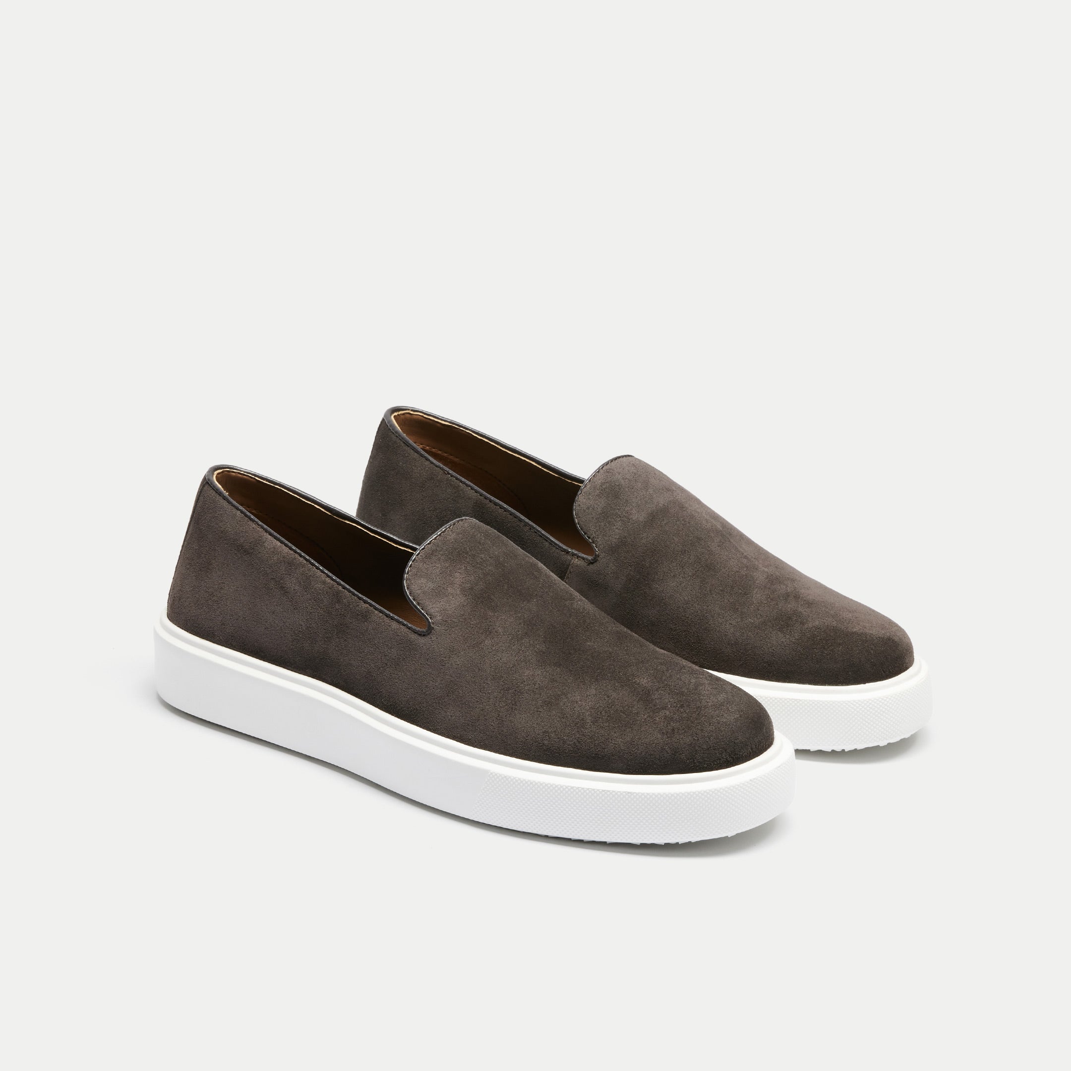 Walk London Mens Robbie Slip On in Brown Suede