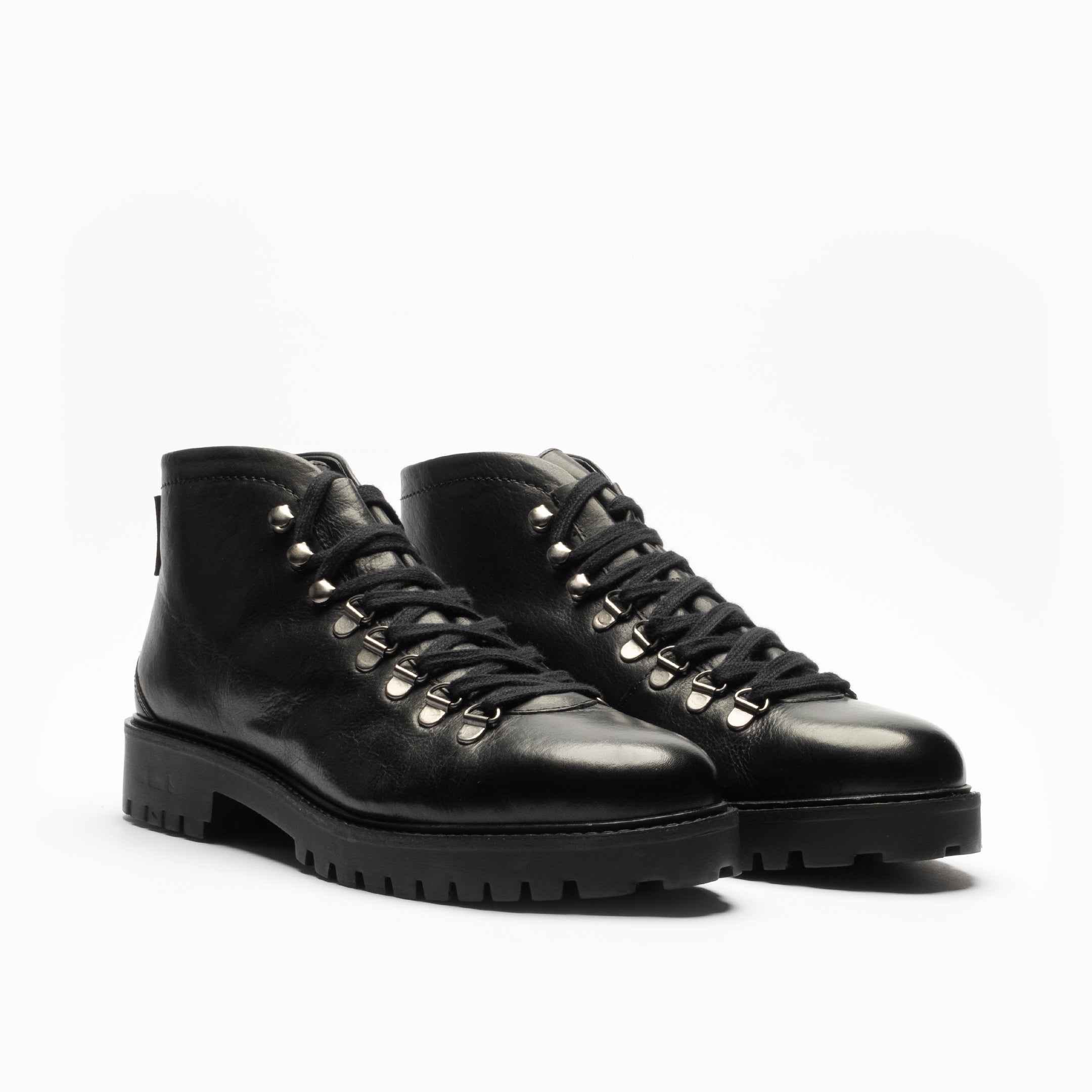 WALK London Sean Low Hiking Boots Black Leather