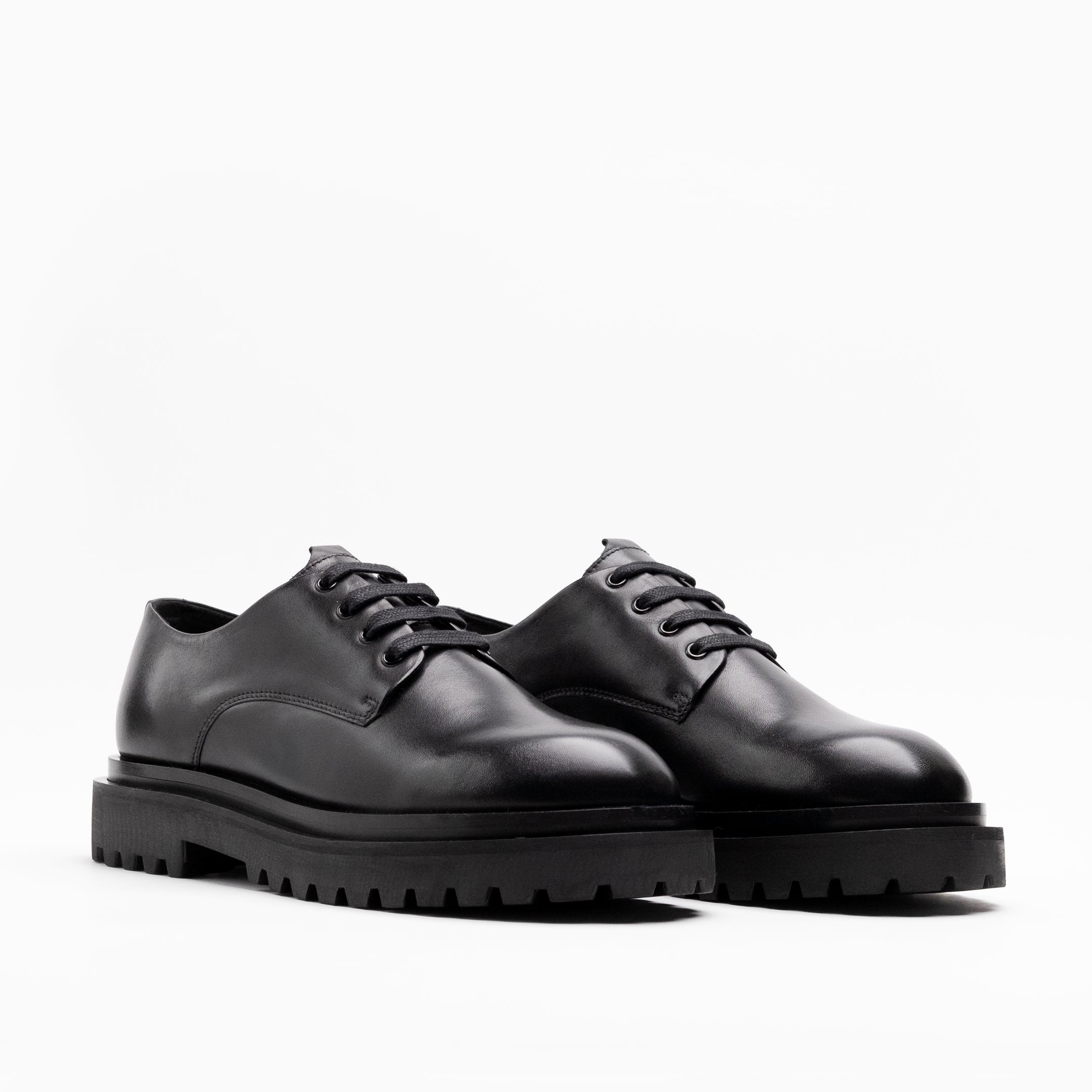 Walk London Mens - Sully Derby Shoe - Black Leather