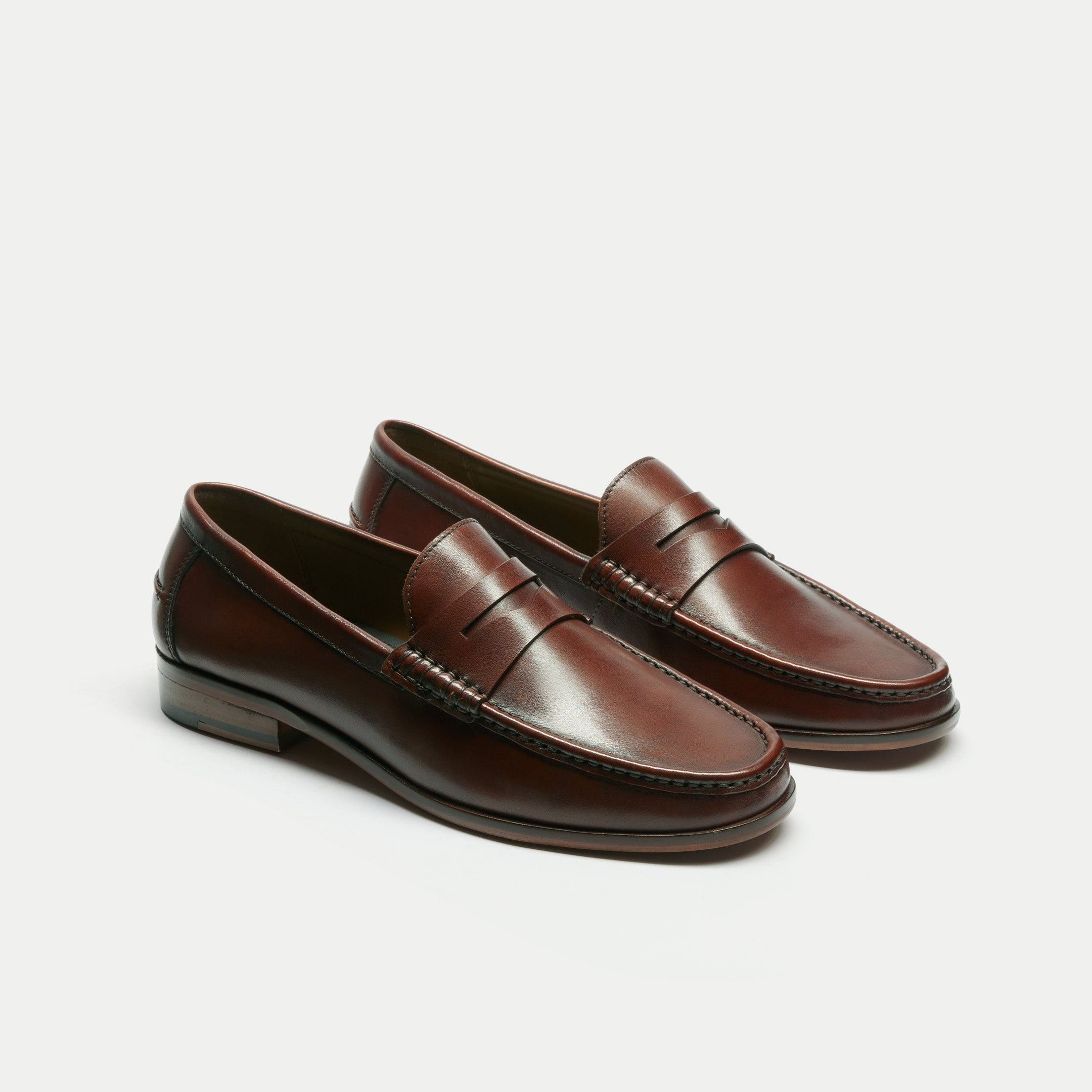 Walk London Mens Tino Saddle Loafer in Brown Leather