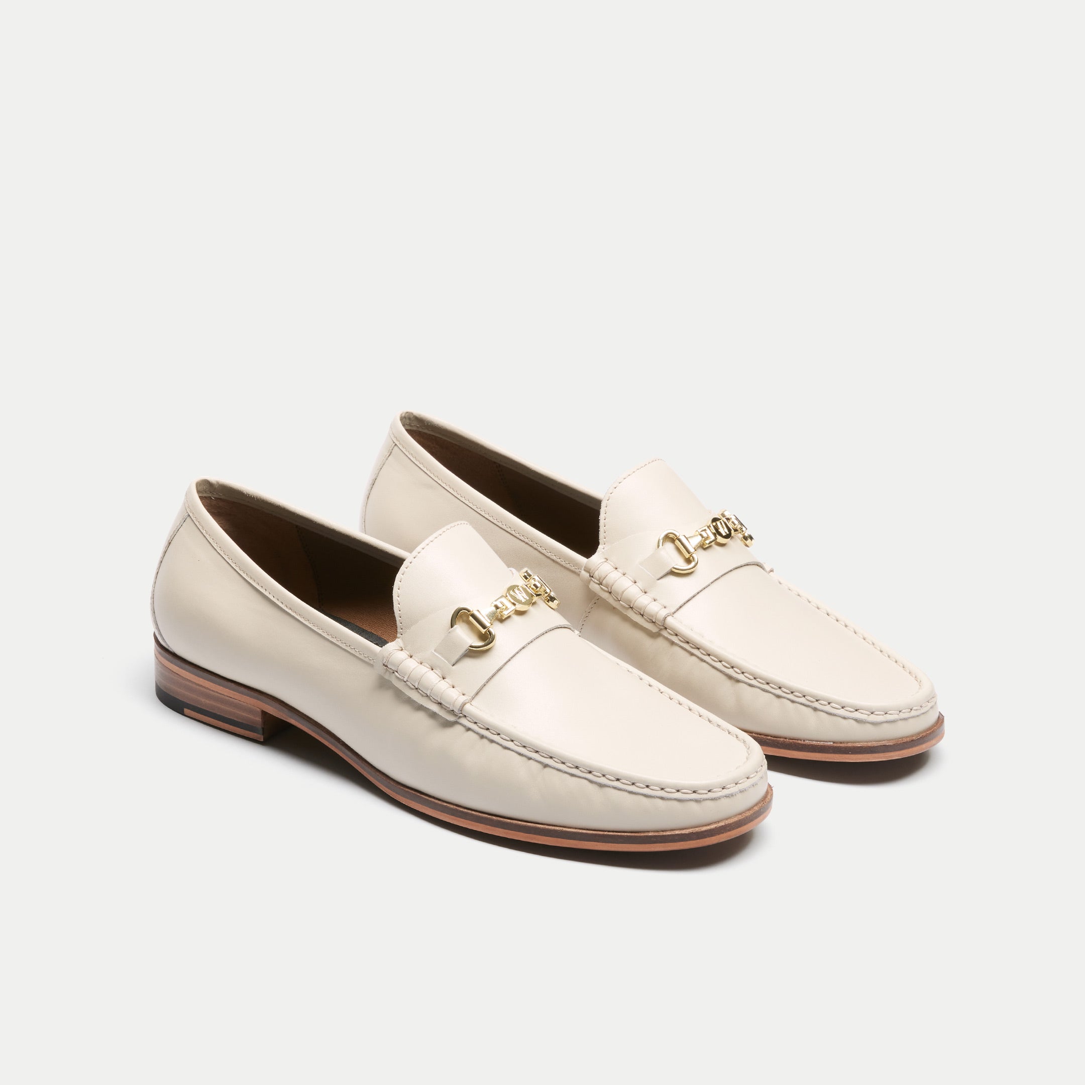 Walk London Mens Tino Trim Loafer in Off White Leather