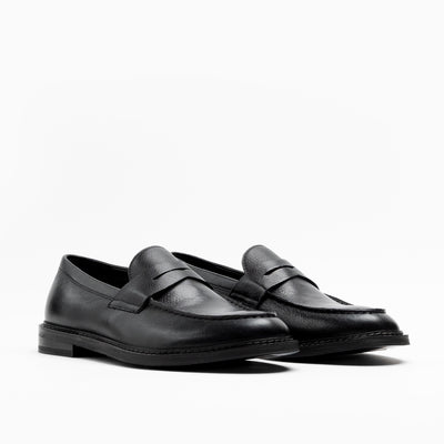 Walk London Mens - Valentine Saddle Loafer - Black Grain Leather