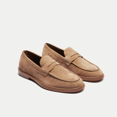 Walk London Mens Valentine Saddle Loafer in Tan Suede