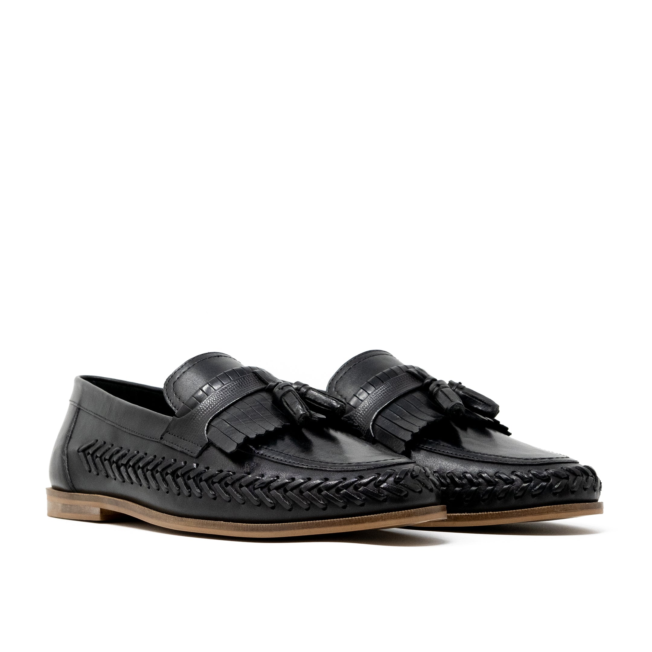 Arrow Tassel Loafer - Black Leather
