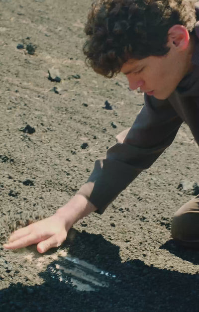 Walk London Spring Summer 2026 Footwear Video man exploring volcanic landscape