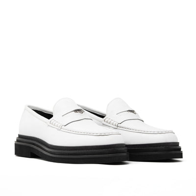 Brooklyn Penny Loafer - White Leather