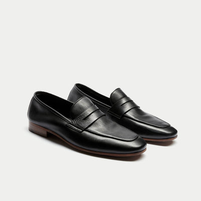 Walk London Mens Capri Saddle Loafer in Black Leather