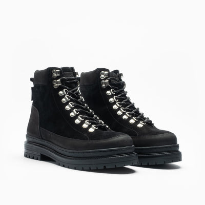Walk London Mens Element Hiking Boot in Black Suede
