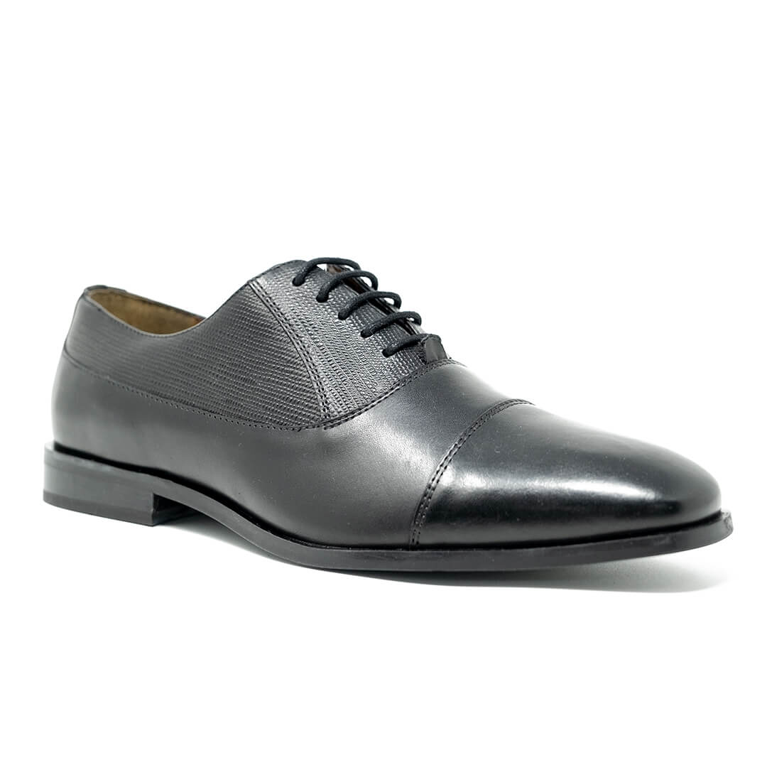 WALK London Florence Oxford Toe-Cap Shoe Black Leather