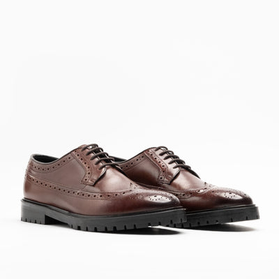 WALK London Mens James Brogue Shoe in Brown Leather