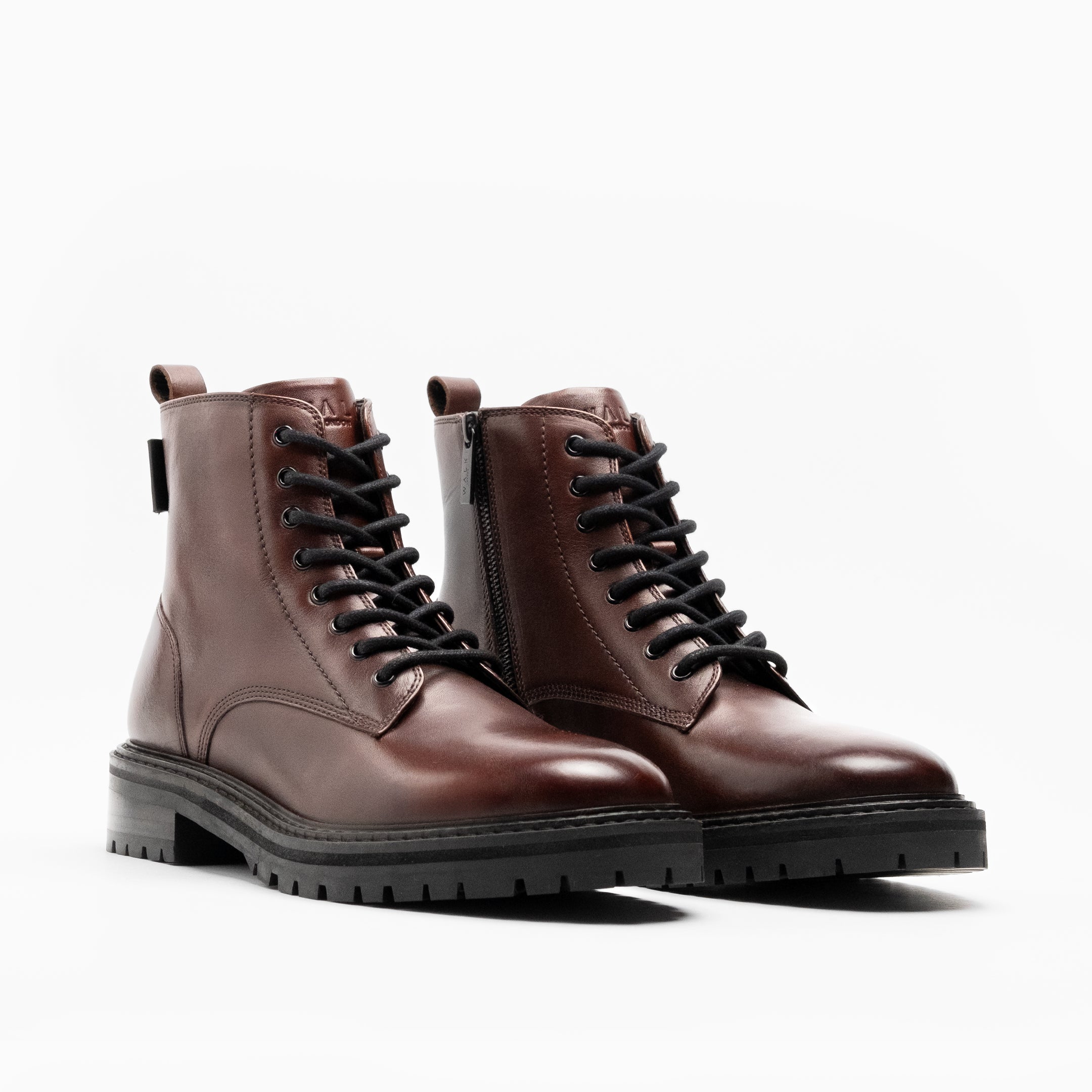 Walk London Mens Marino Lace Boot in Brown Leather