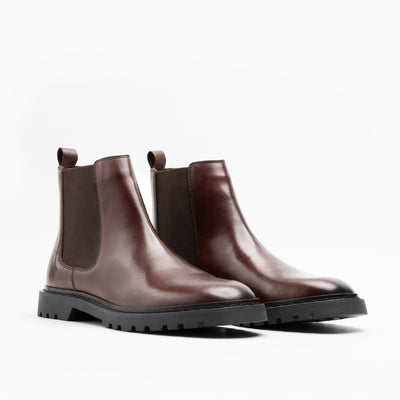 Walk London Mens Milano Chelsea Boot in Brown Leather