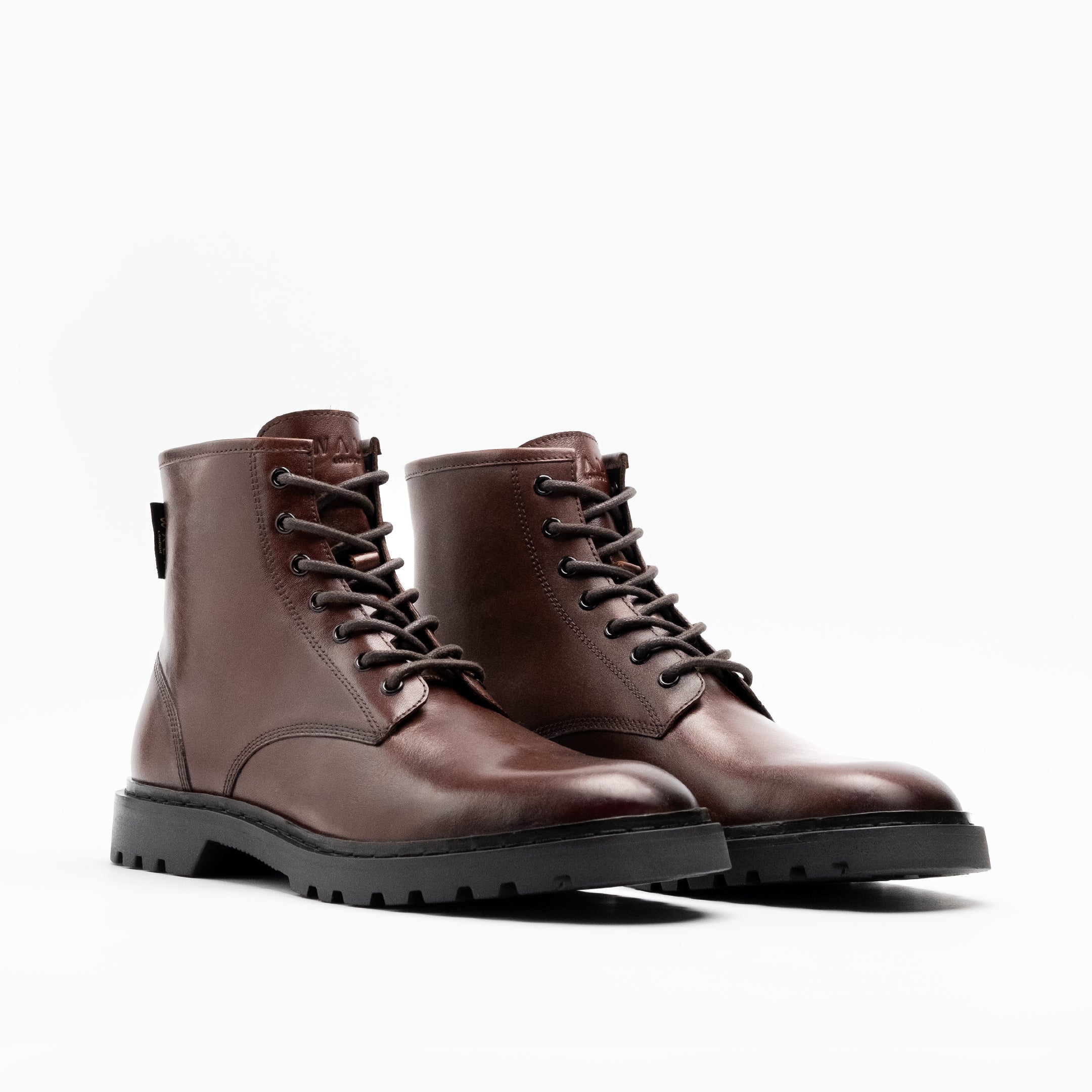 Walk London Mens - Milano Lace Boot - Brown Leather