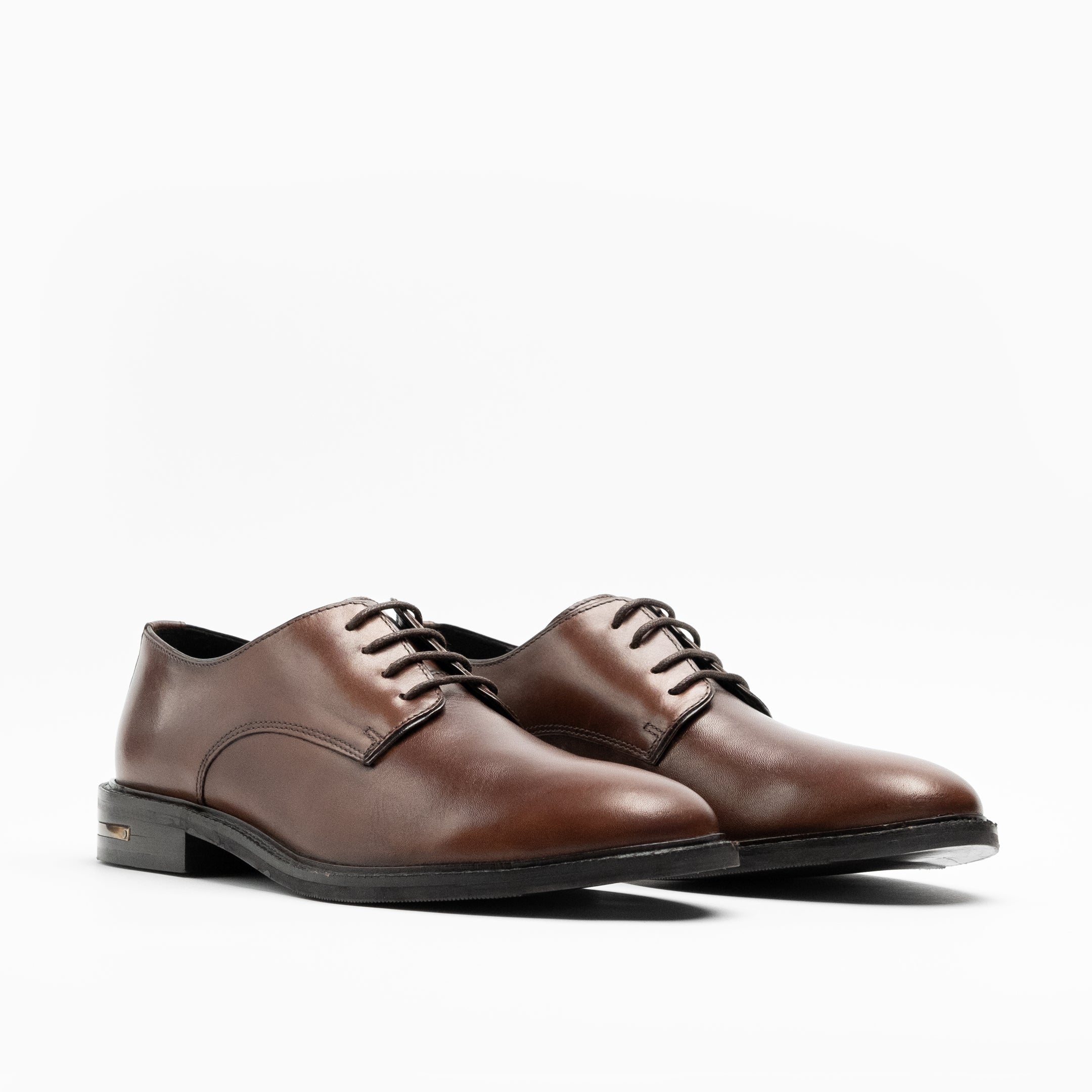 Walk London Mens Oliver Derby Shoe in Brown Leather