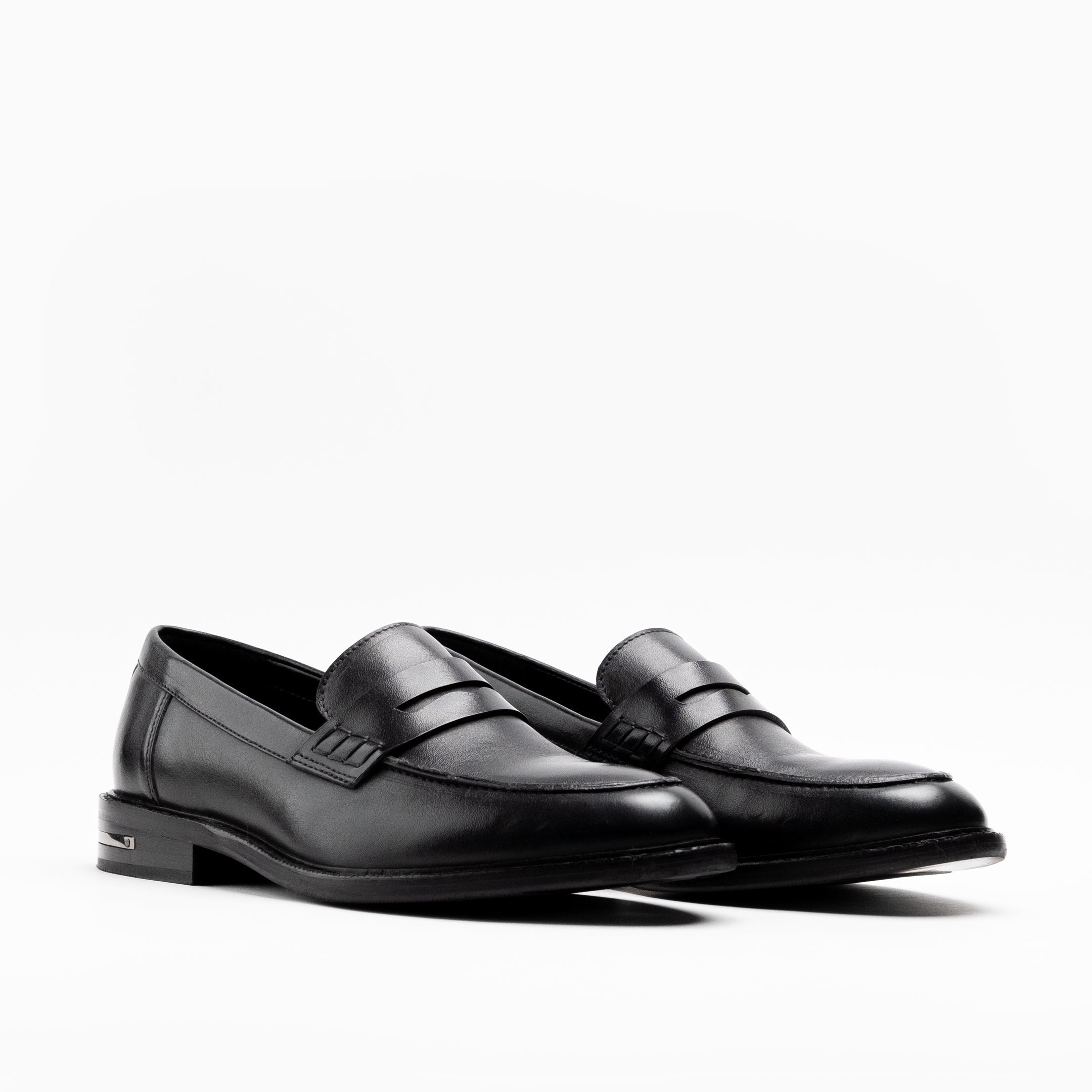 Walk London Mens Oliver Saddle Loafer in Black Leather