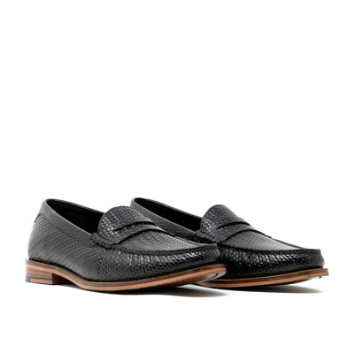 Riva Weave Saddle - Black Weave Leather