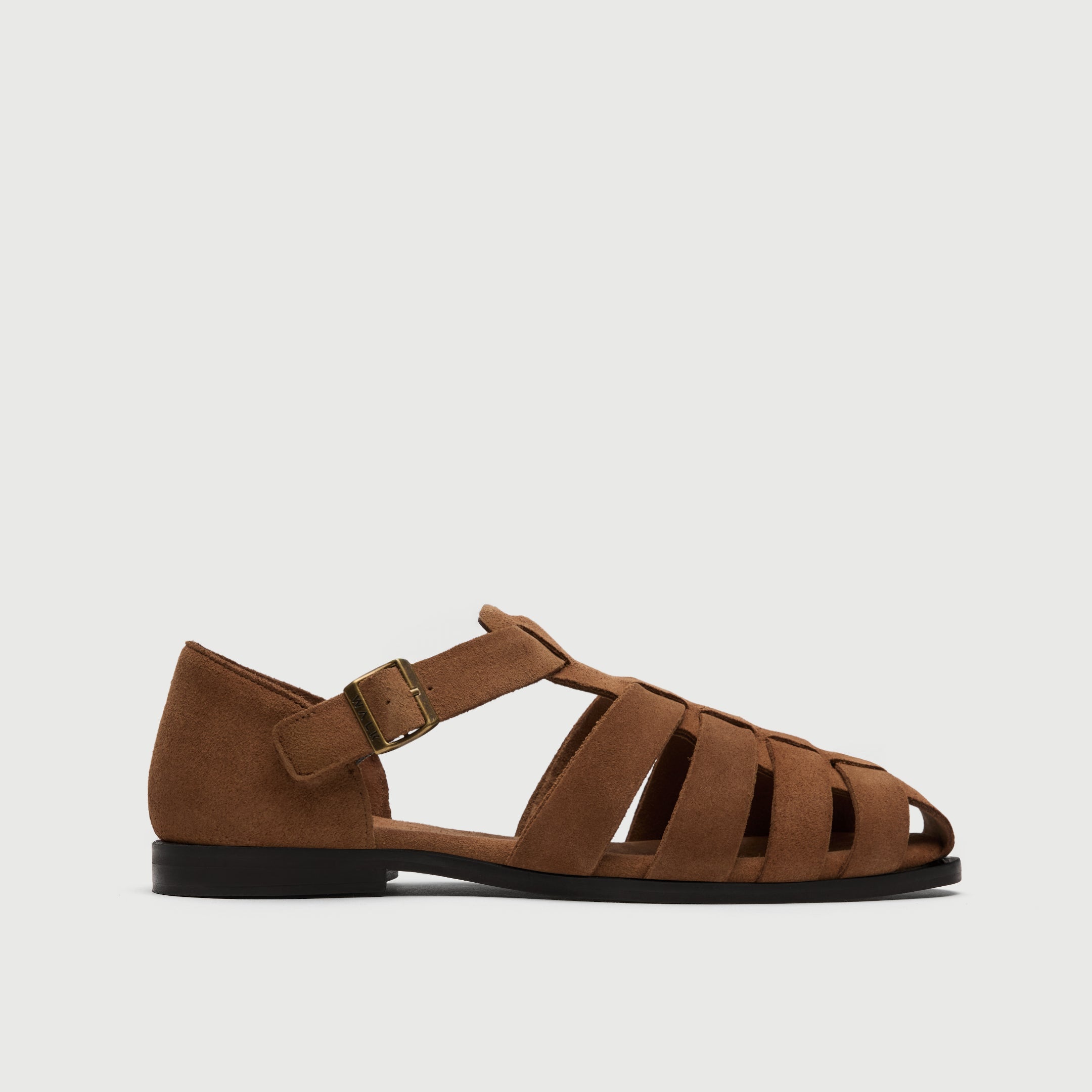 Walk London Promenade Tan Suede Men's Sandal side view