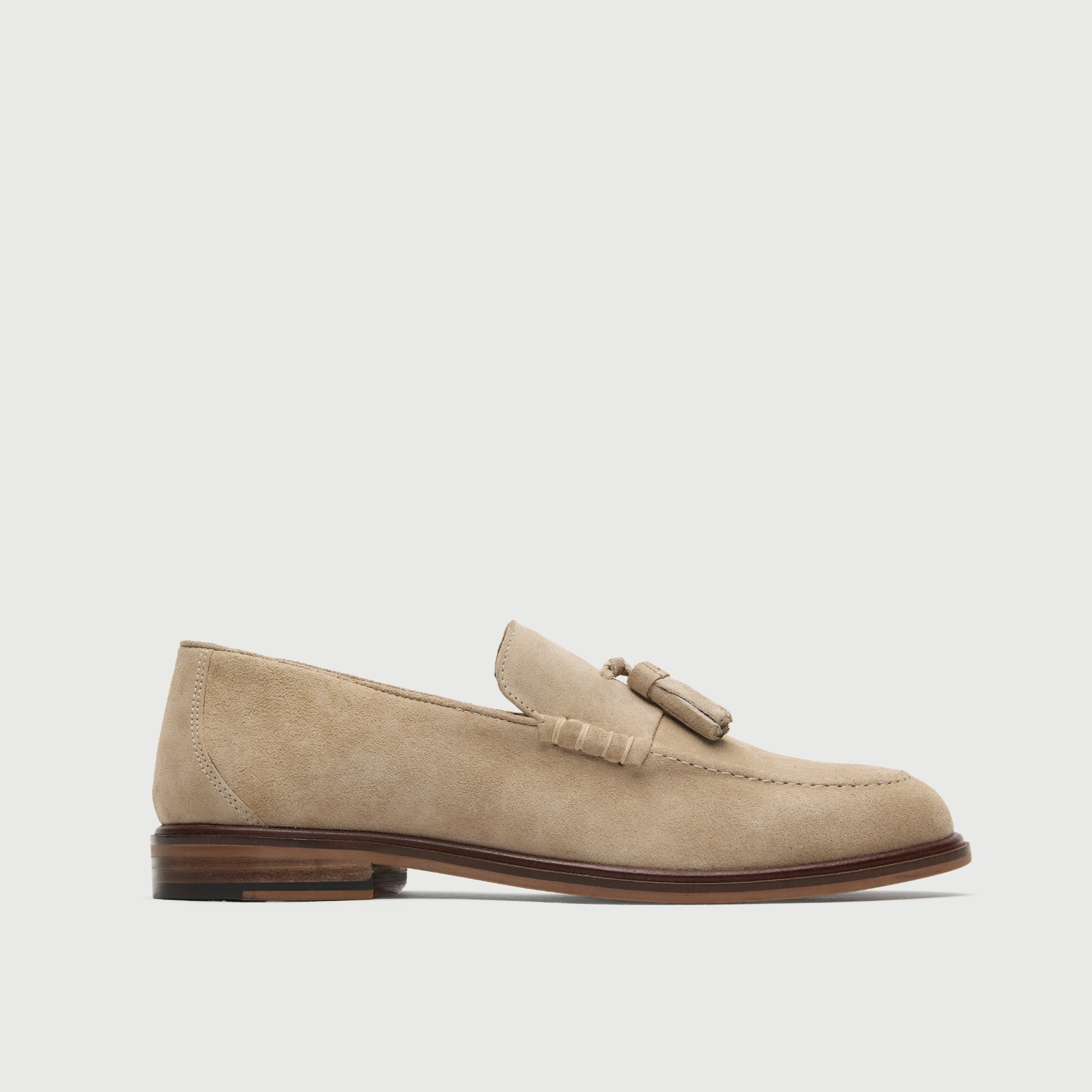 Walk London Mens Putney Tassel Loafer - Stone Suede