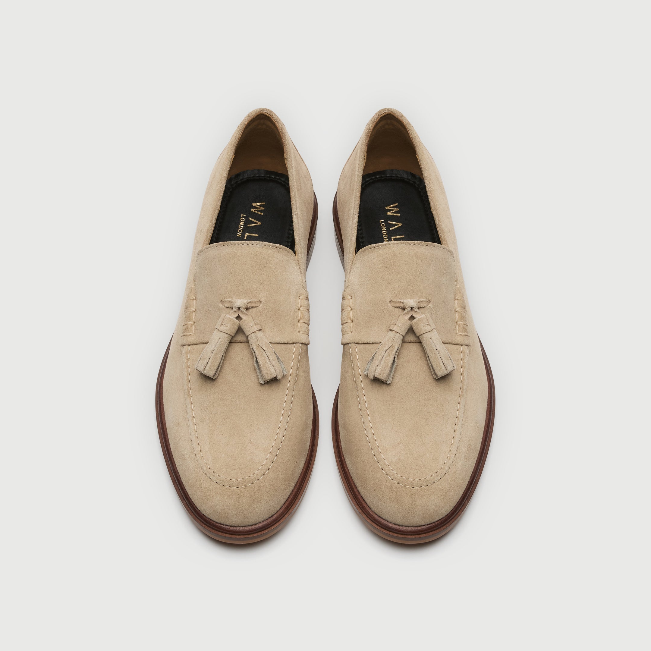 Walk London Mens Putney Tassel Loafer - Stone Suede