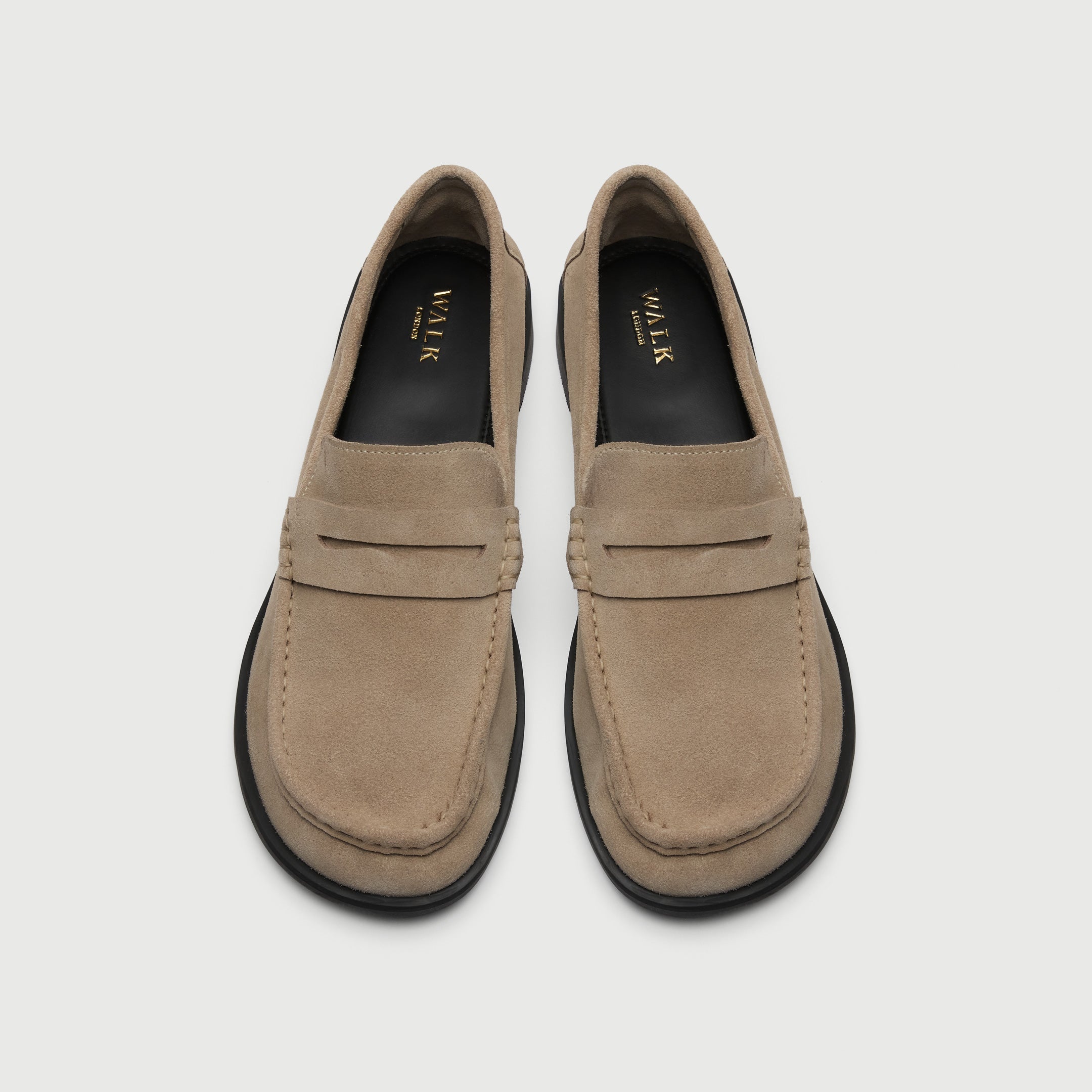 Walk London Roma Stone Suede Saddle Loafer top view