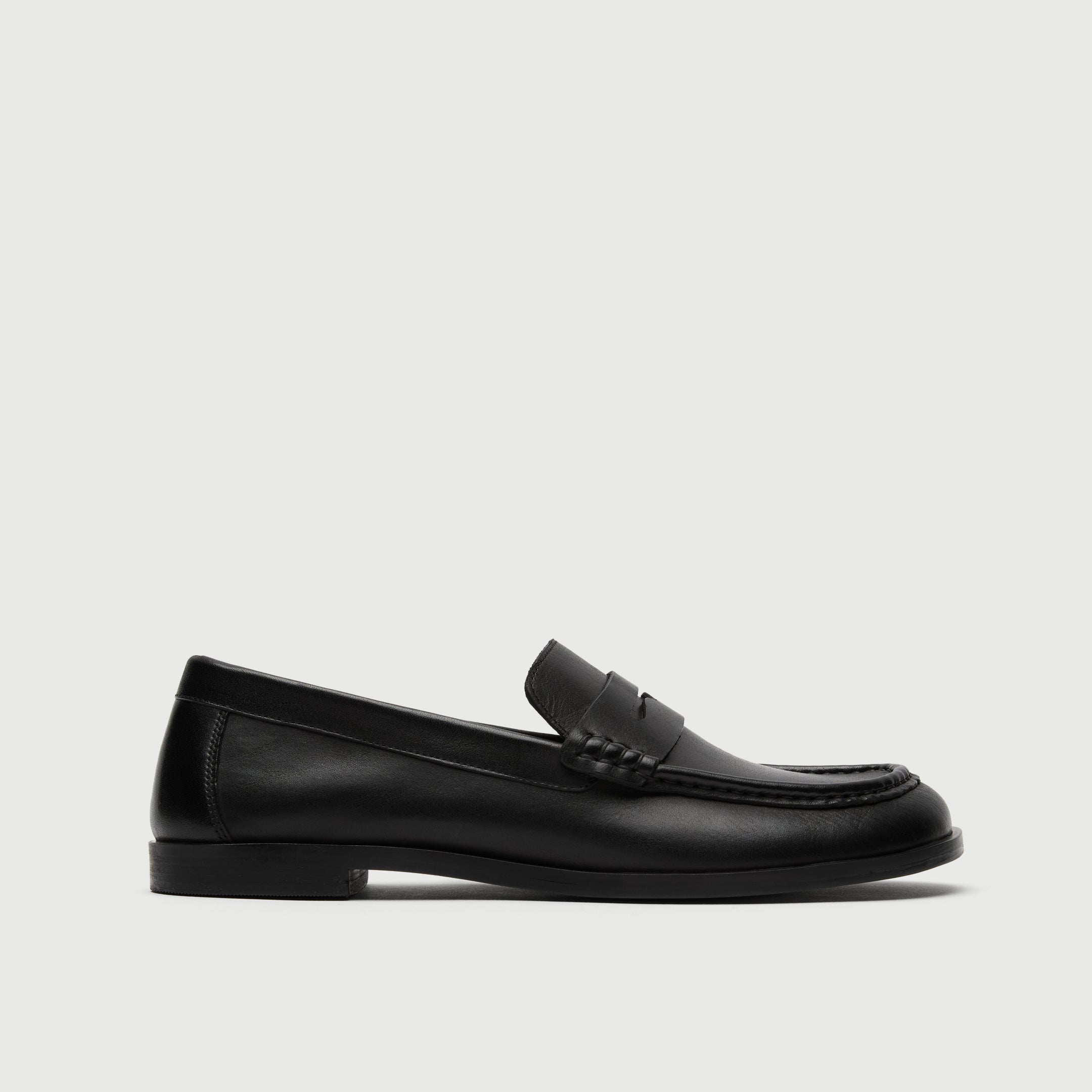 Roma Black Leather Saddle Loafer side view