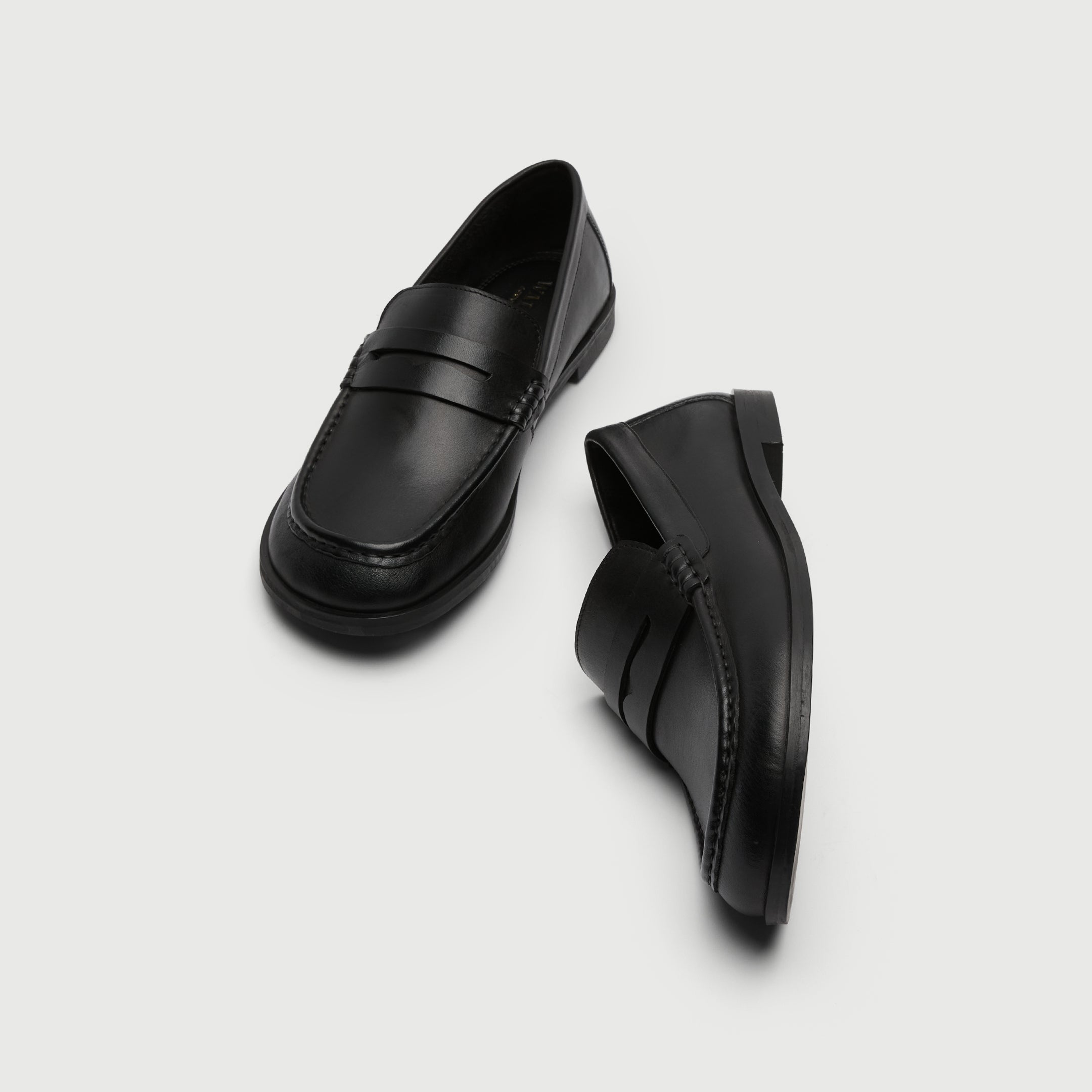 Roma Black Leather Saddle Loafer top and side view