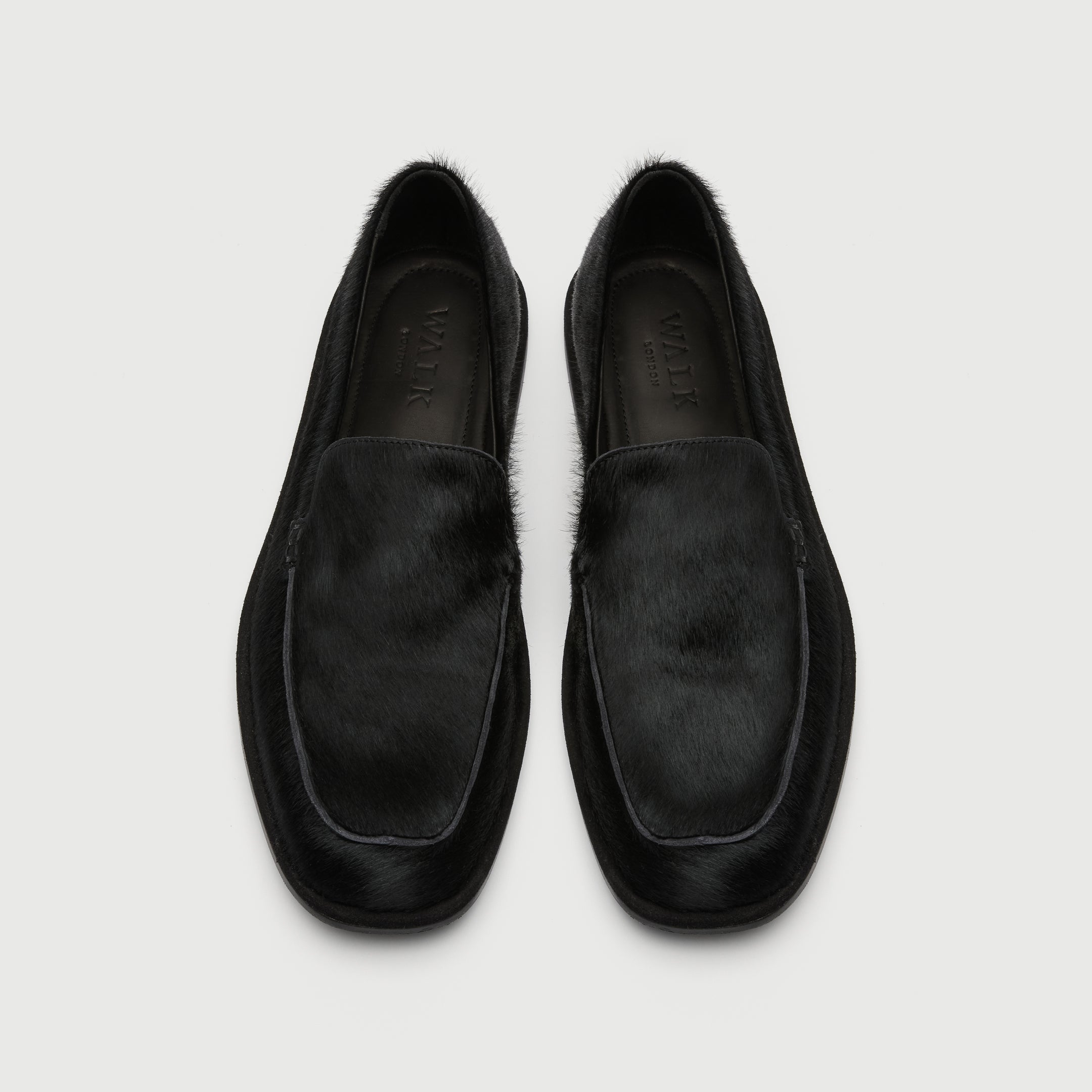Walk London San Marino Slip On Black Pony Hair Loafer - top view