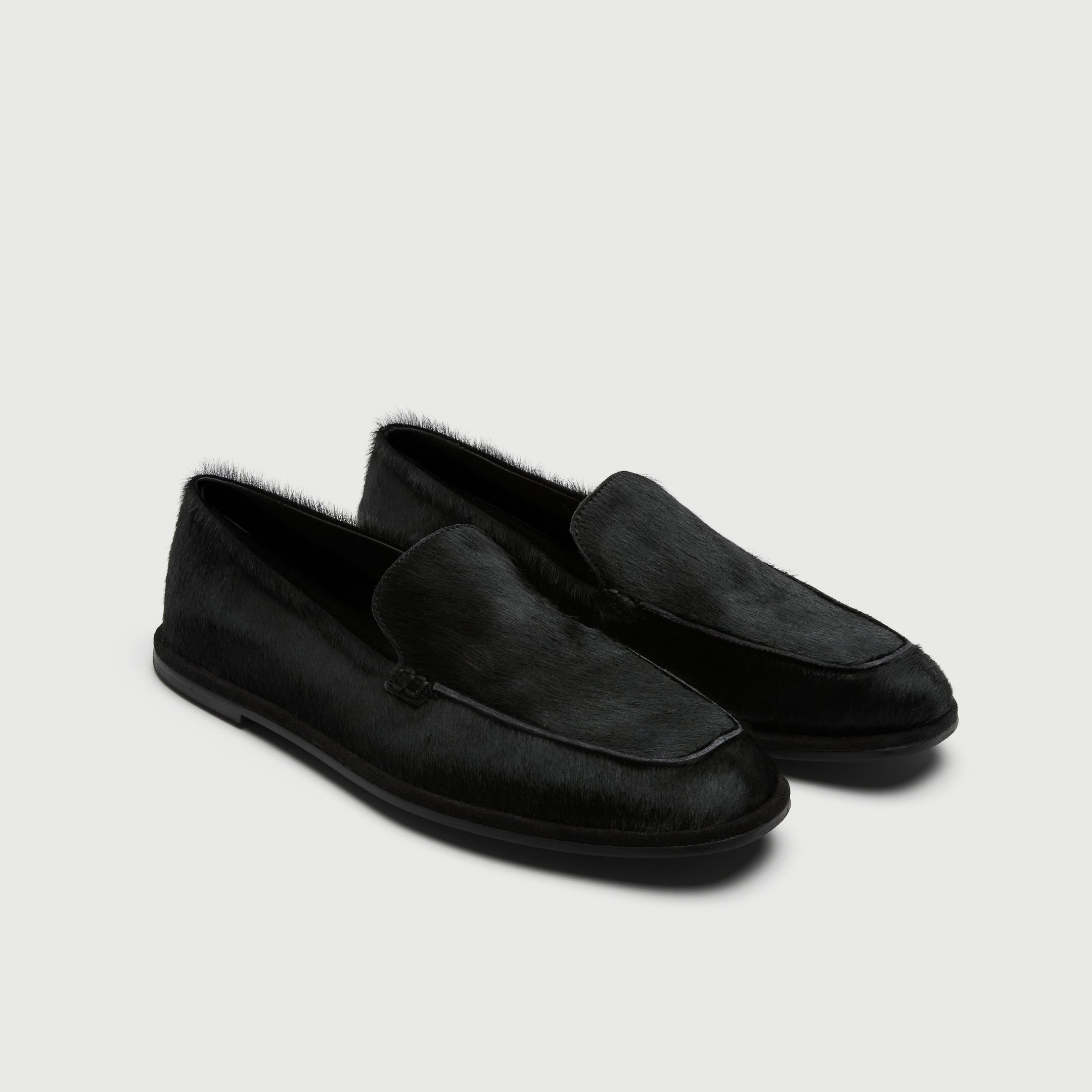 Walk London San Marino Slip On Black Pony Hair Loafer - three quarter view