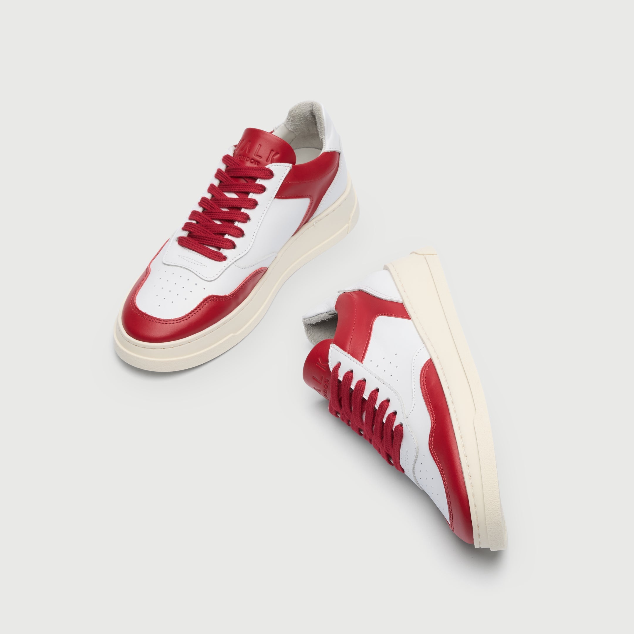 Walk London Womens Santa Rosa Trainer in White and Red Leather