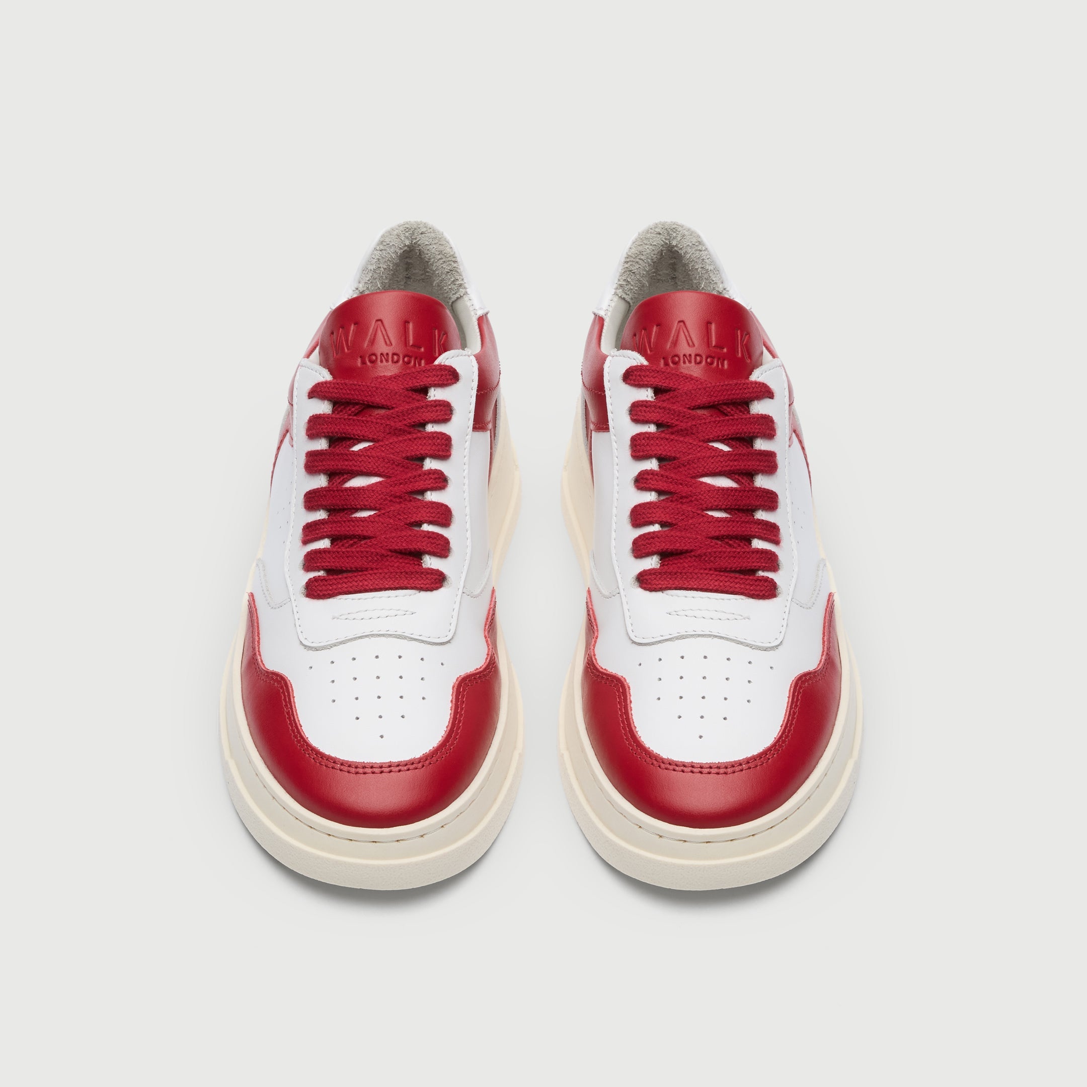 Walk London Womens Santa Rosa Trainer in White and Red Leather
