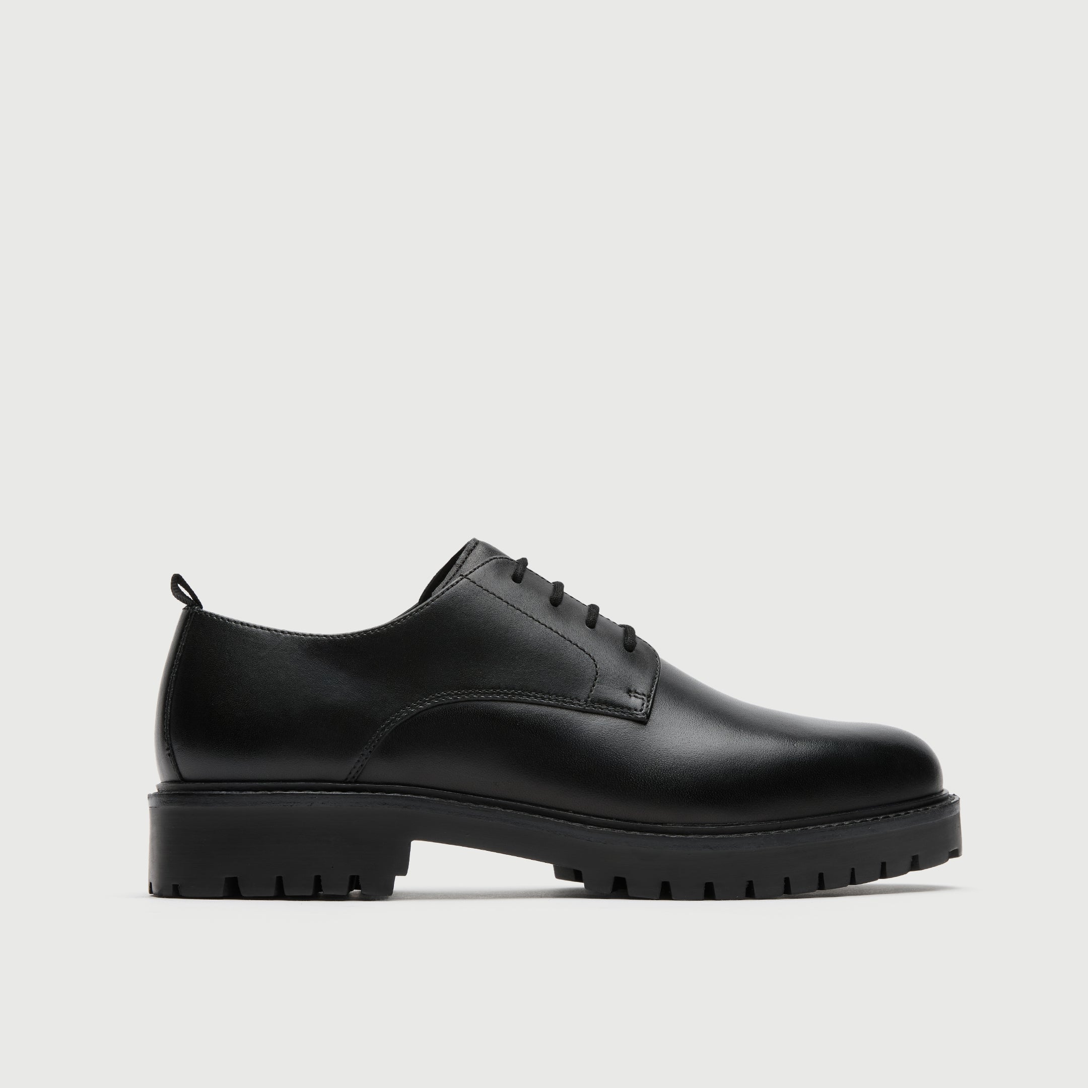 WALK London Mens Sean Derby Shoe Black Leather