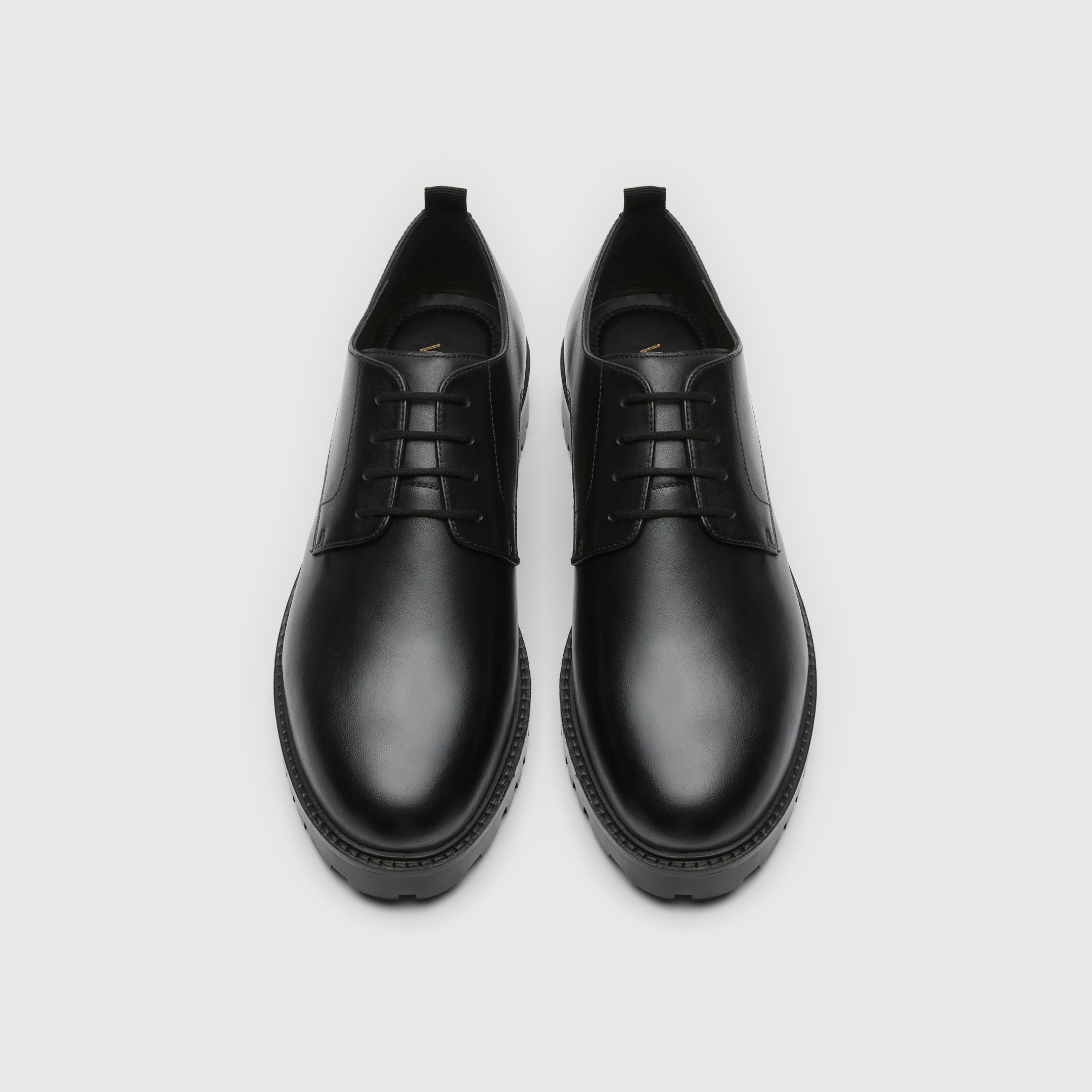WALK London Mens Sean Derby Shoe Black Leather