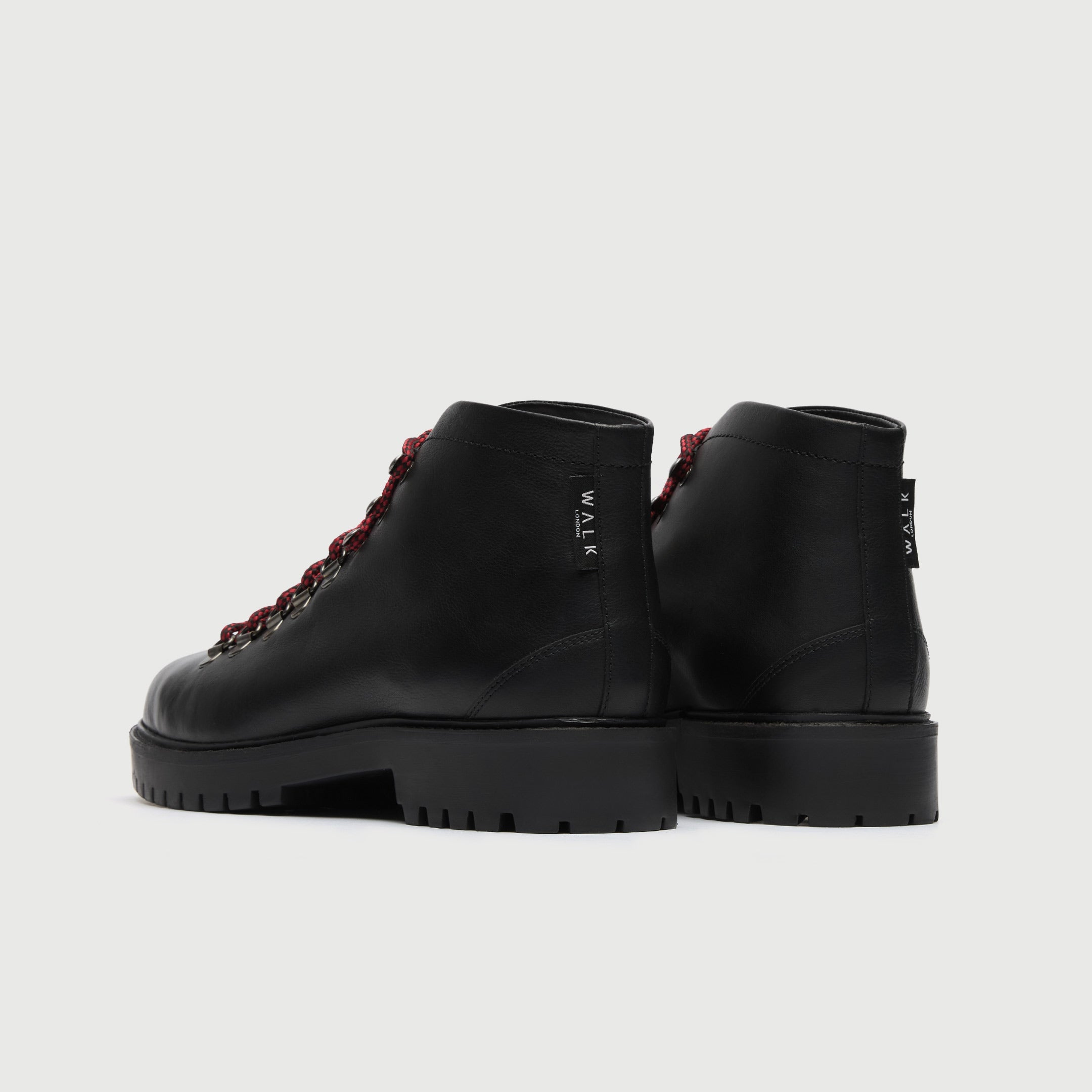 WALK London Men's Sean Low Hiking Boot in Black Leather
