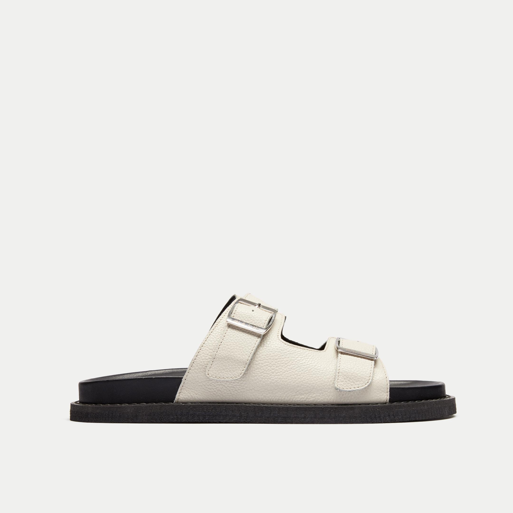 Walk London Shore Double Strap Sandal in Off White Leather