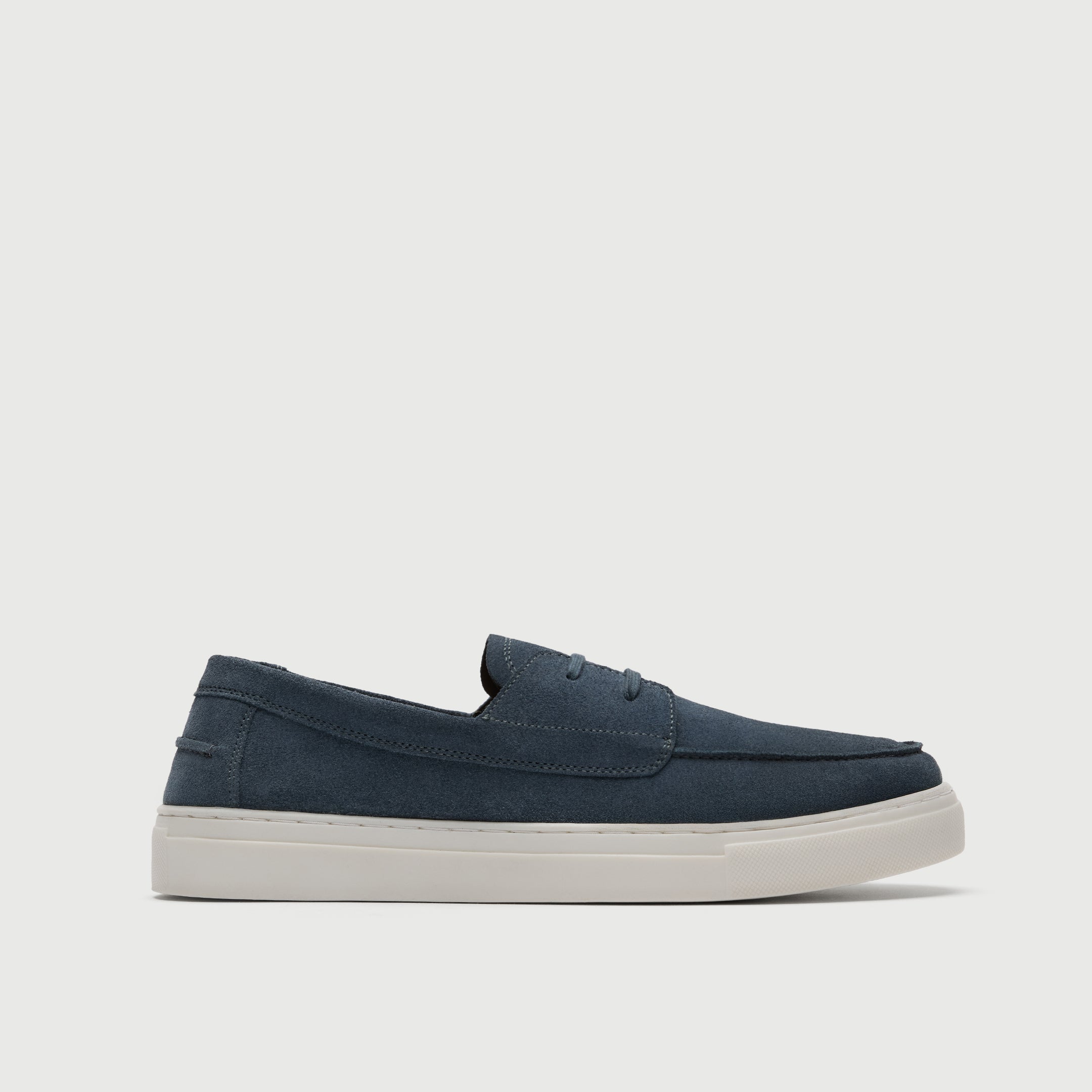 Walk London Sicily Blue Suede Boat Shoe side view