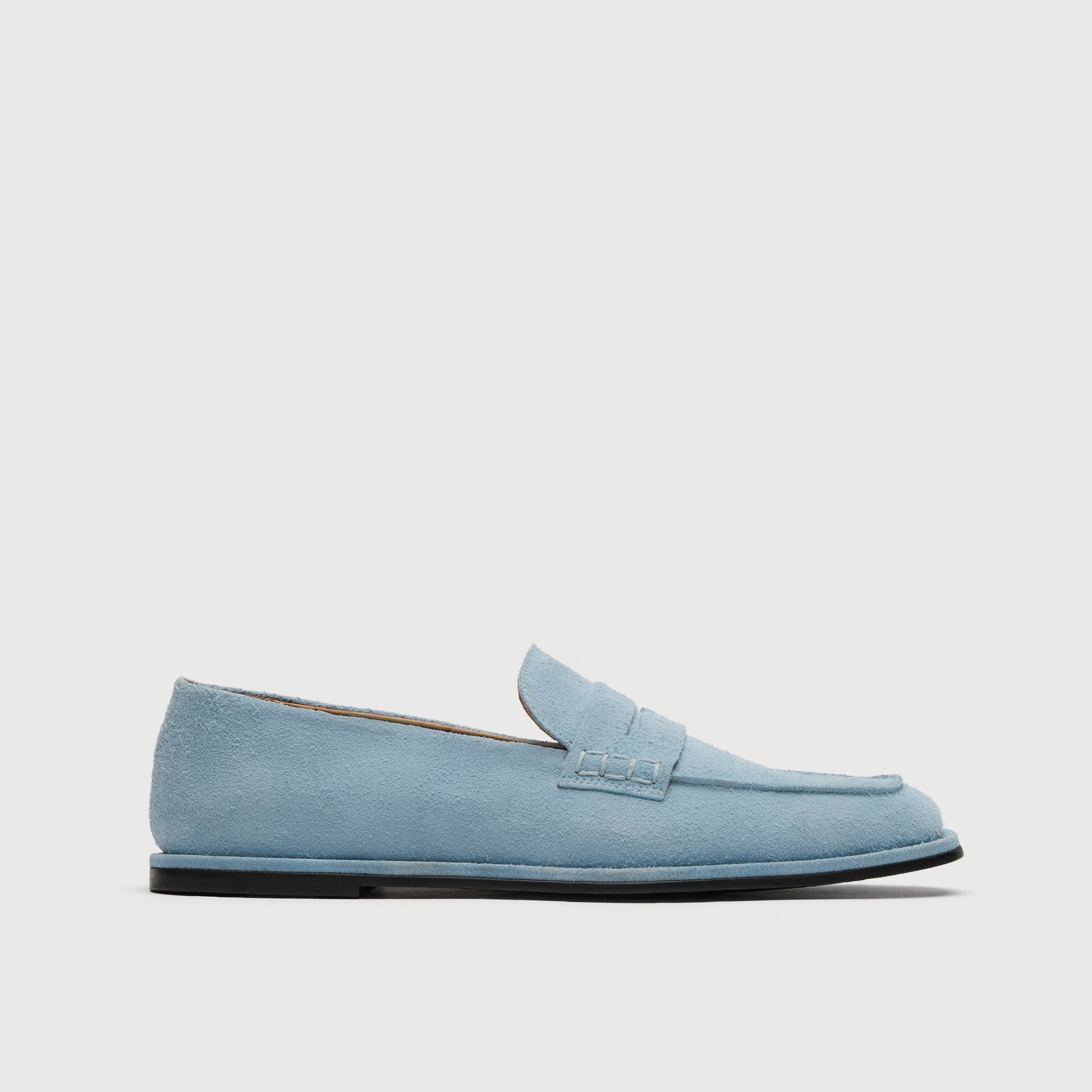 Walk London Sorrento Pale Blue Brushed Suede Saddle Loafer side view