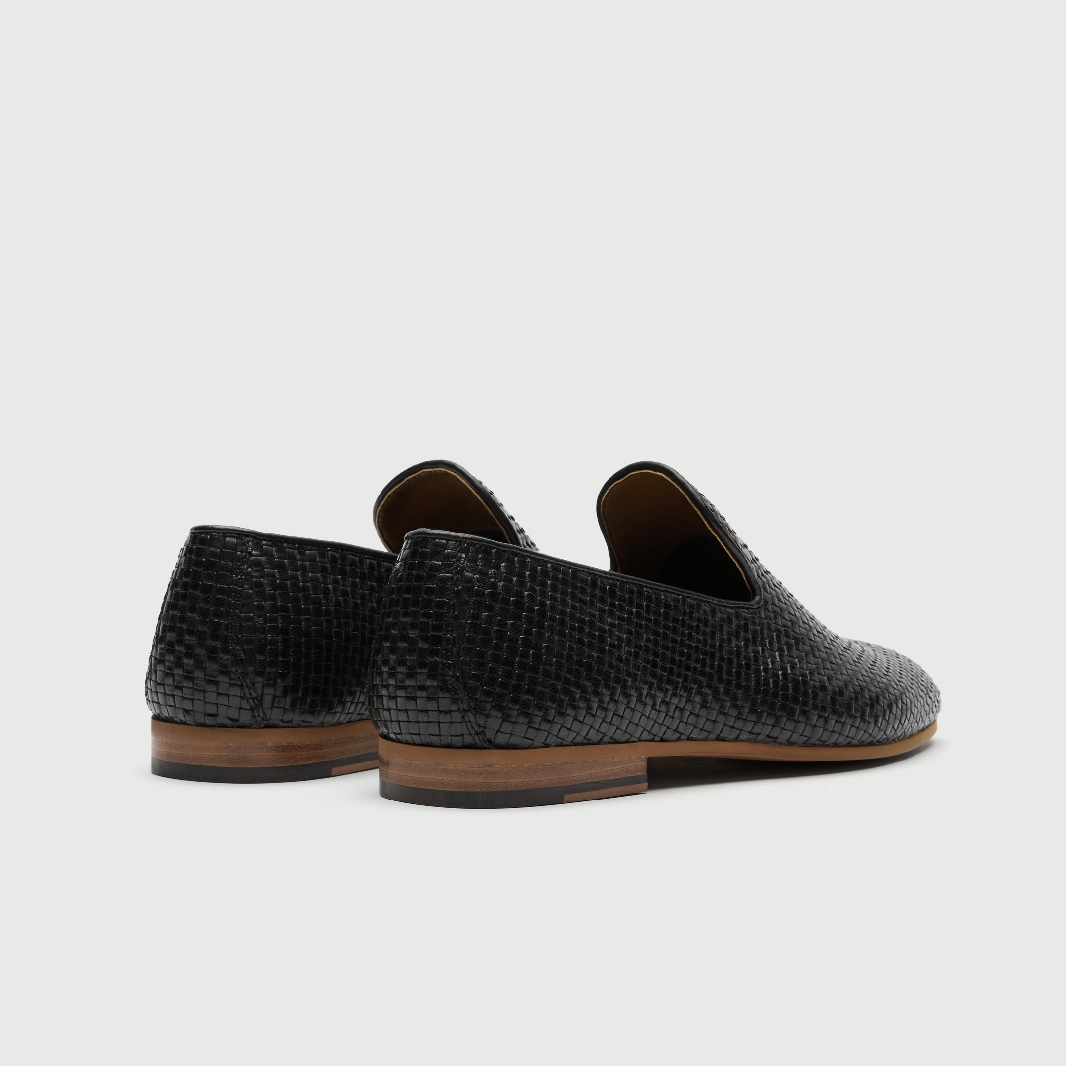 Walk London Mens Terry Weave Loafer in Black Leather