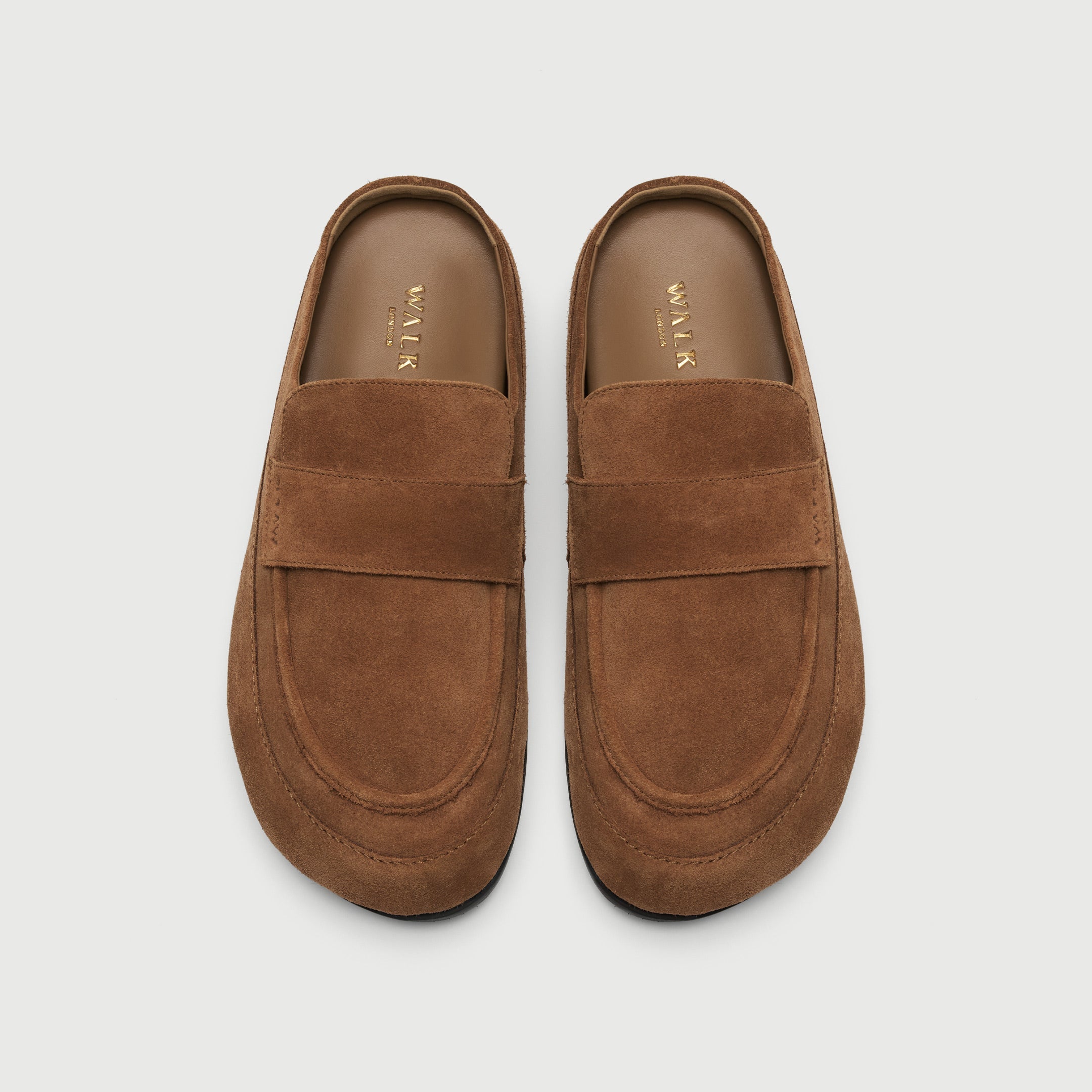 Walk London Track Tan Brown Suede Slider top view