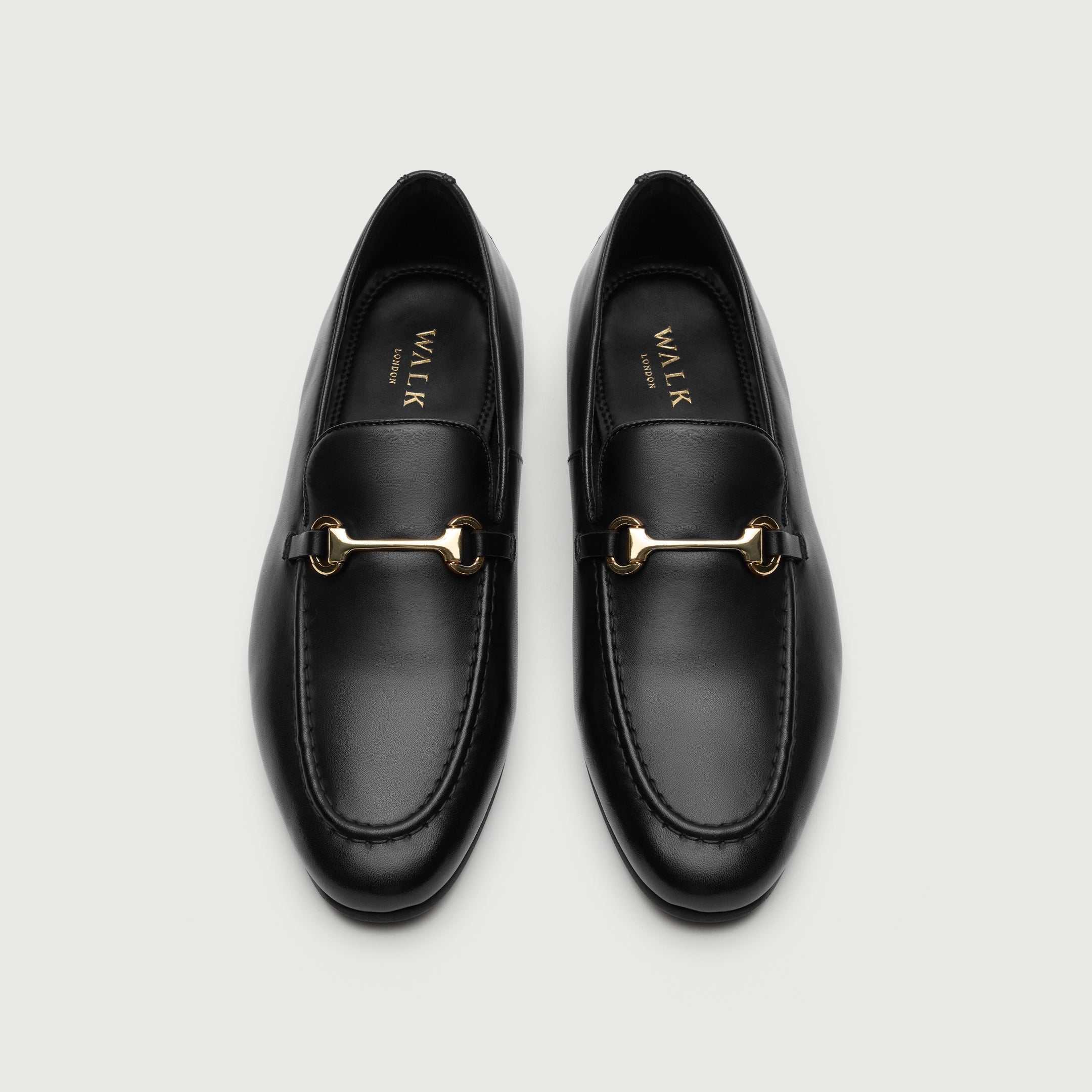 Walk London Mens Trent Trim Loafer in Black Leather