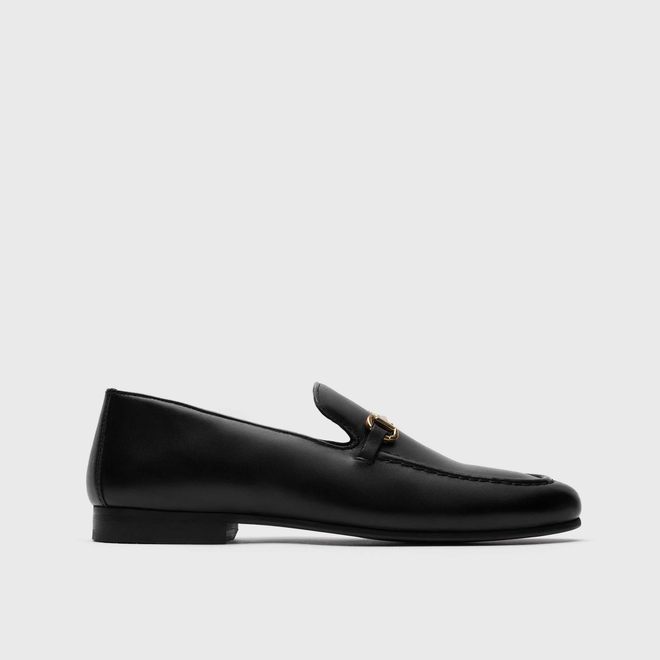 Walk London Mens Trent Trim Loafer in Black Leather