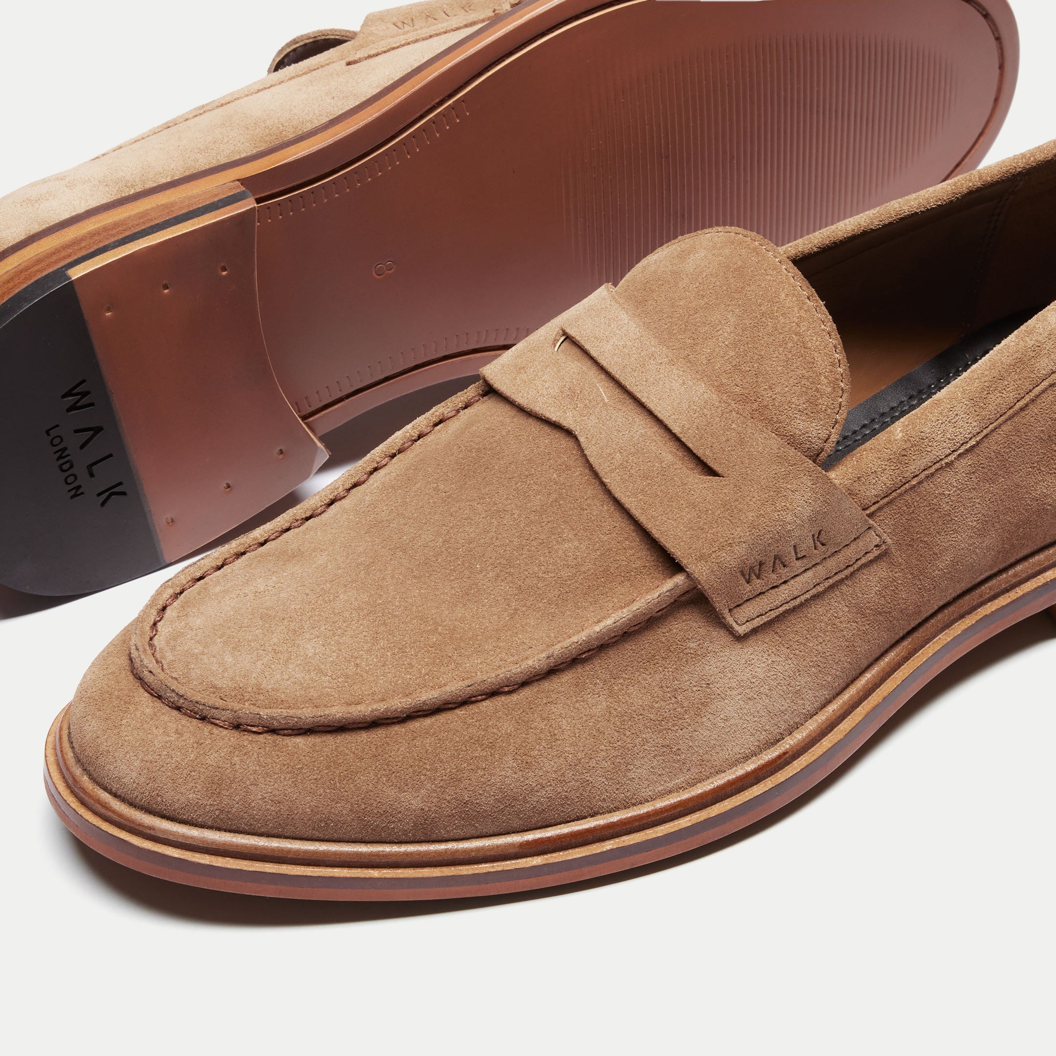 Walk London Mens Valentine Saddle Loafer in Tan Suede