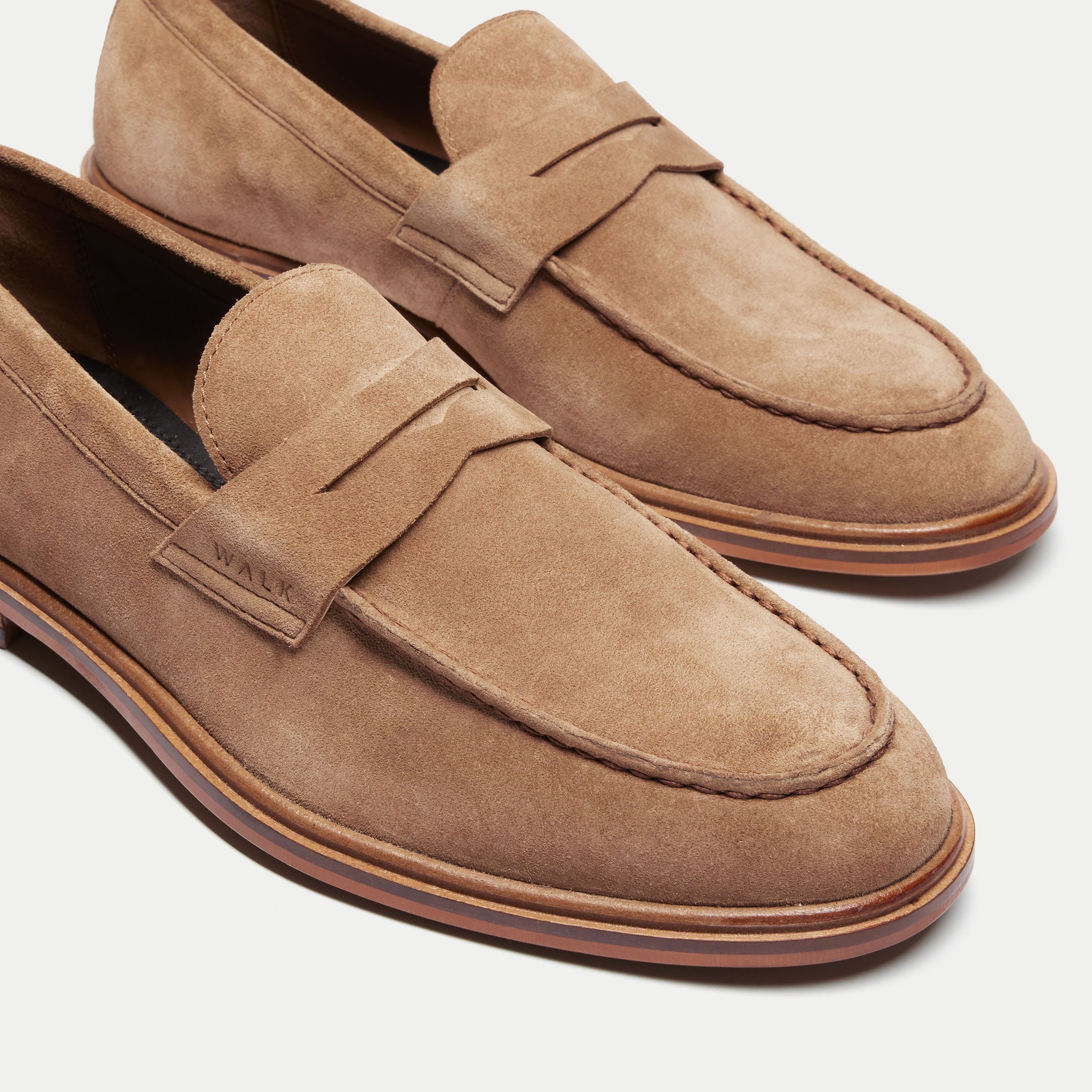 Walk London Mens Valentine Saddle Loafer in Tan Suede