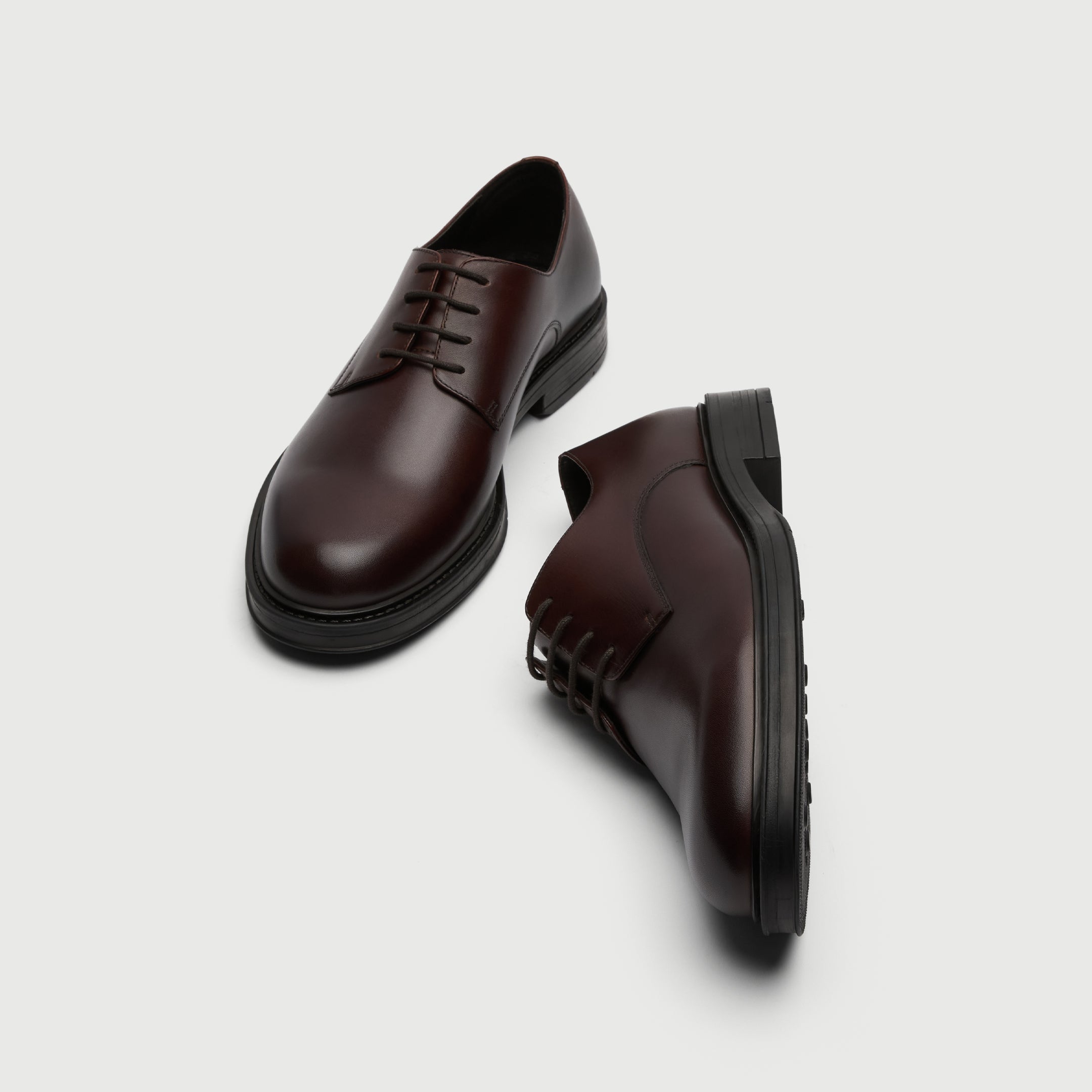 Walk London Vincent Brown Leather Derby Shoe top and side view
