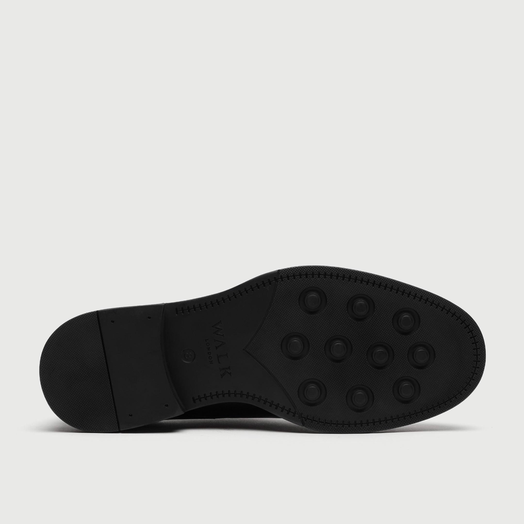 Walk London Vincent Black Monk Strap Shoes in Leather sole view