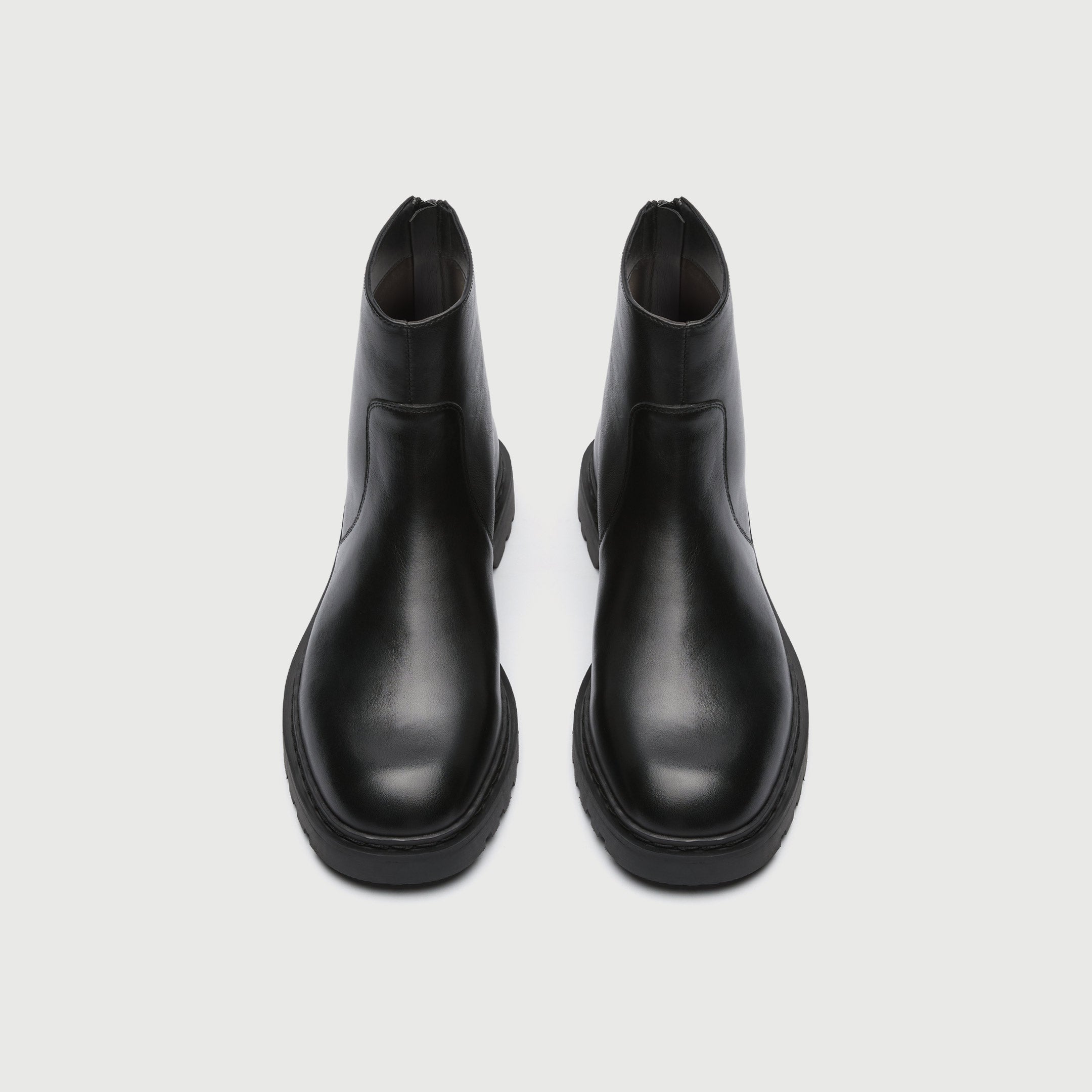 WALK London Men's Ziggy Back Zip Boot in Black Leather